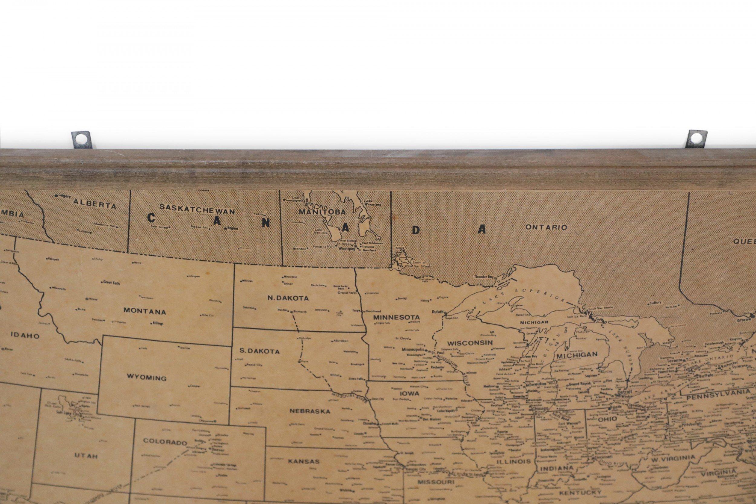 Mid-Century Modern Vintage Framed United States Map For Sale