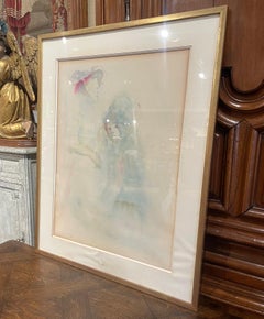 Vintage Framed Woman and Young Girl Lithograph Signed Leonor Fini