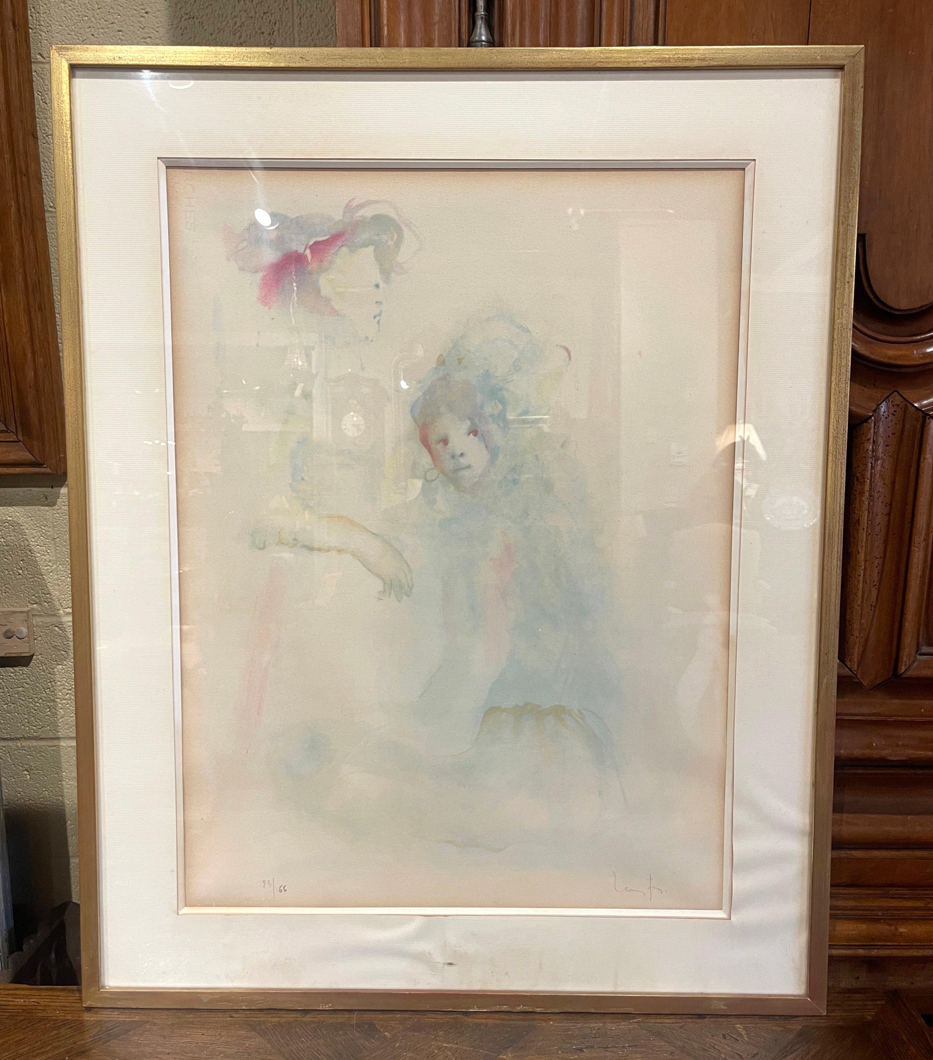 Vintage Framed Woman and Young Girl Lithograph Signed Leonor Fini  In Excellent Condition For Sale In Dallas, TX