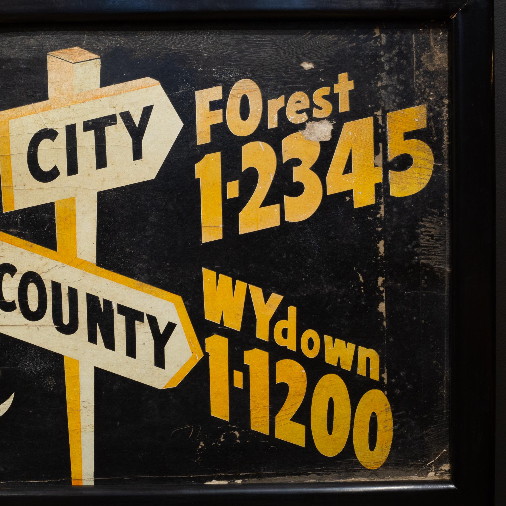 Industrial Vintage Framed Yellow Cabs Sign c.1940-1950 For Sale