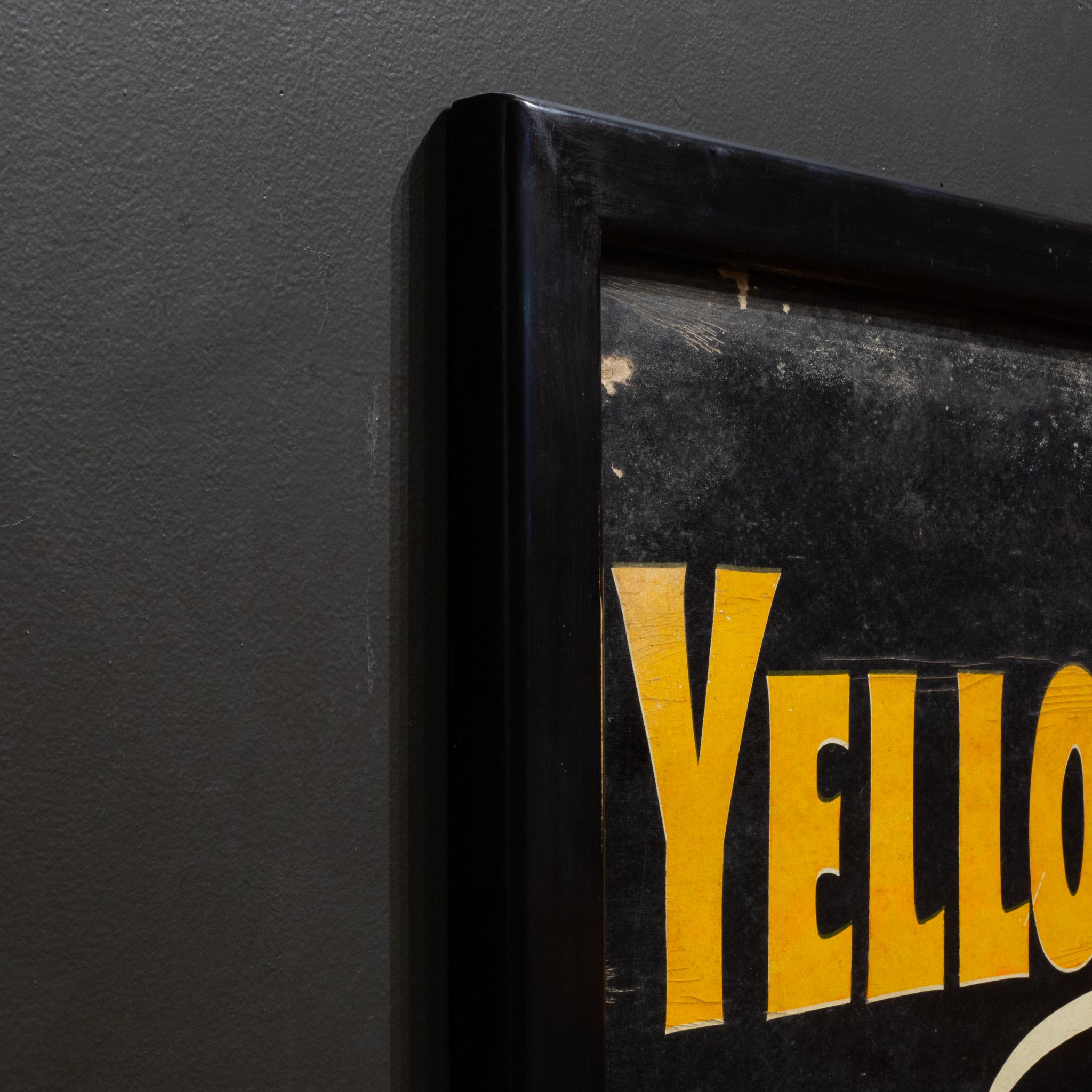 American Vintage Framed Yellow Cabs Sign c.1940-1950 For Sale