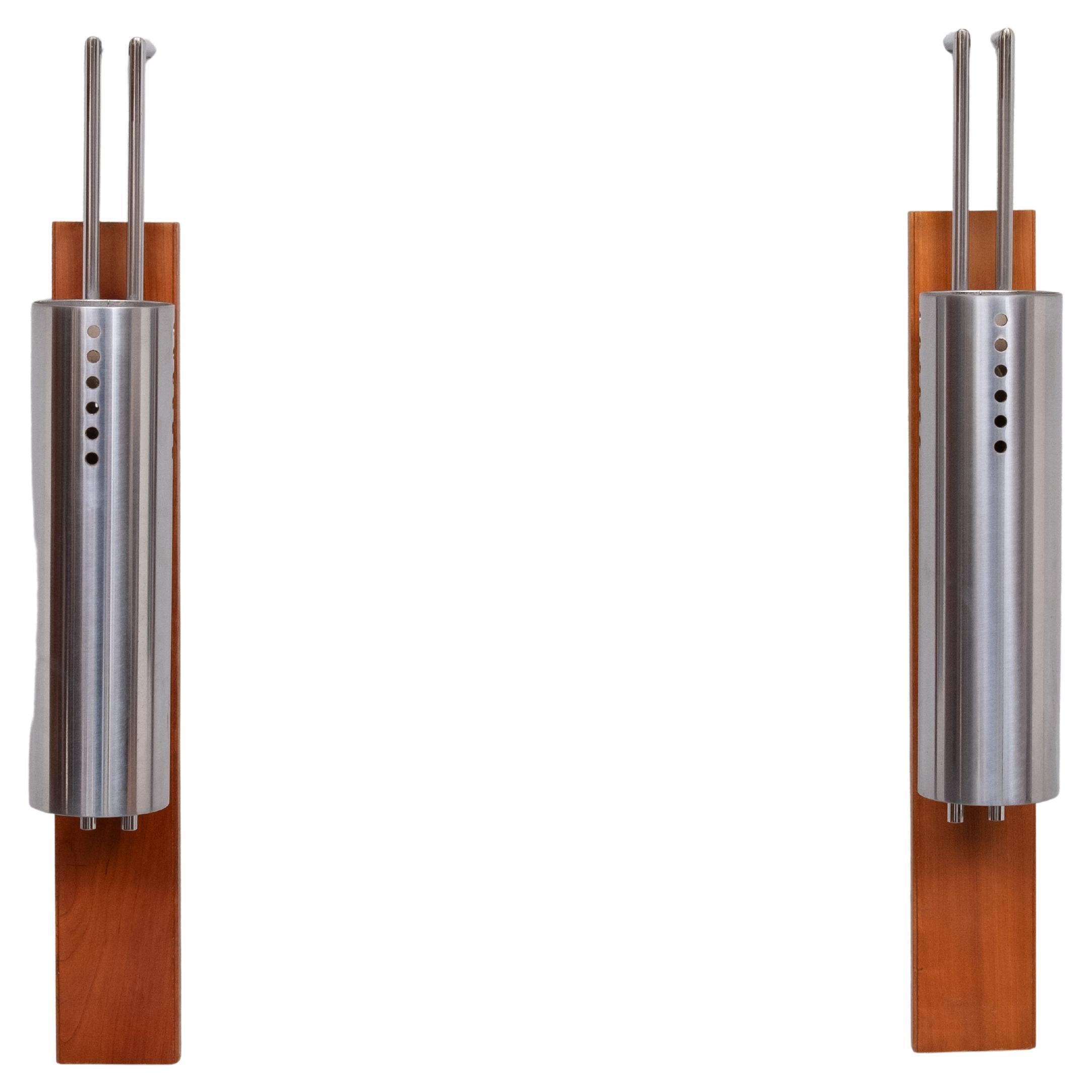 Vintage  France Stainless Steel Tube wall lamps 1970s In Good Condition For Sale In Den Haag, NL