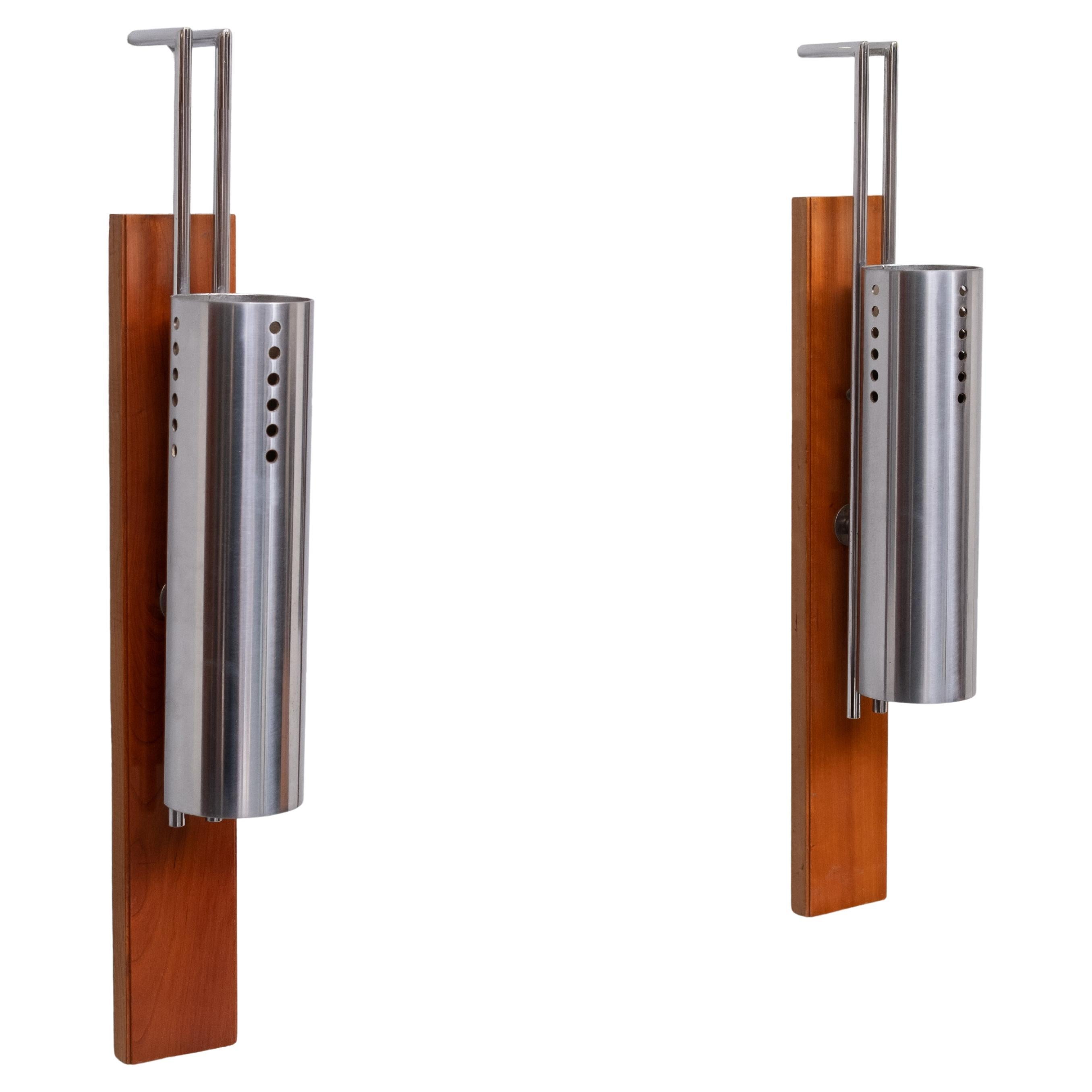 Late 20th Century Vintage  France Stainless Steel Tube wall lamps 1970s For Sale