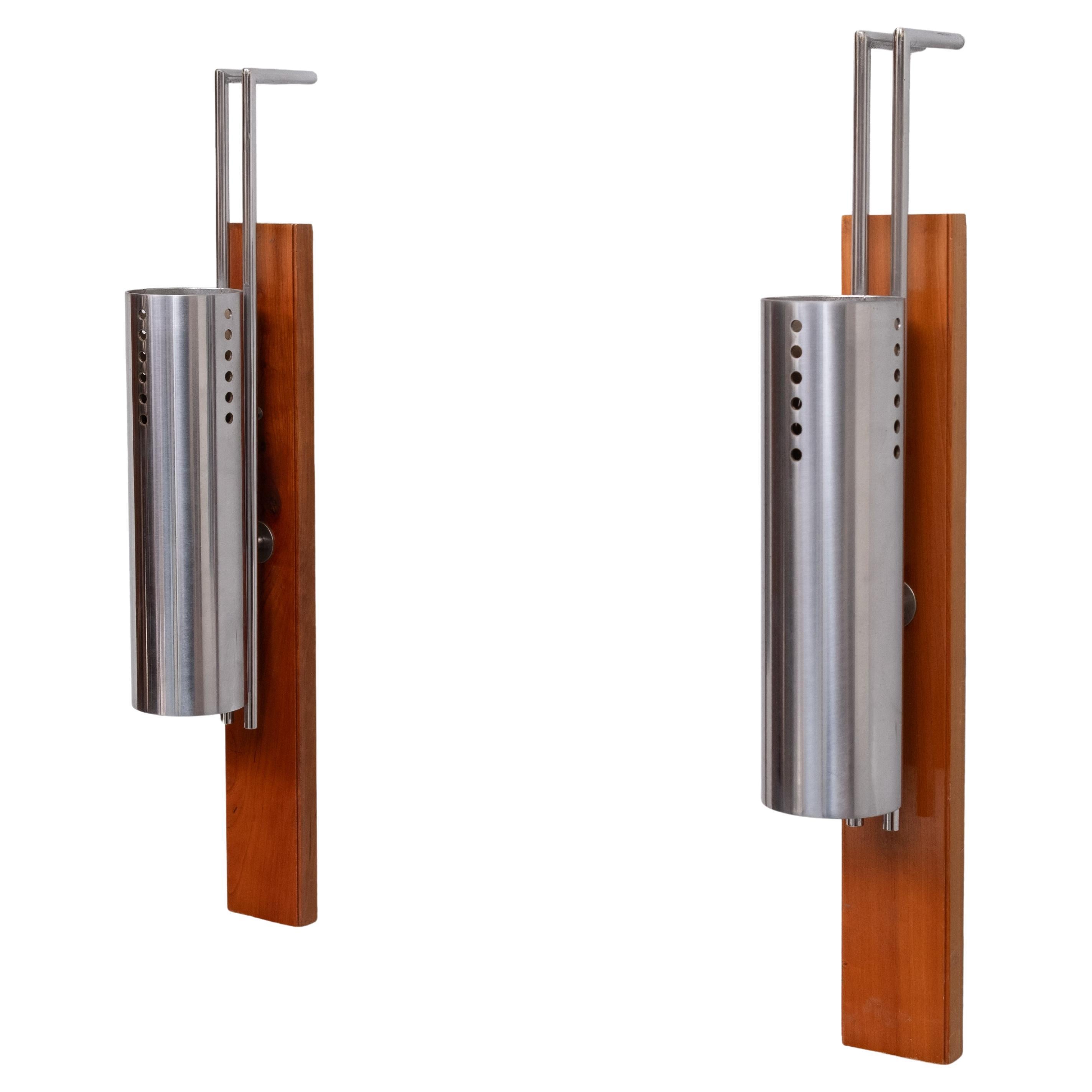 Vintage  France Stainless Steel Tube wall lamps 1970s