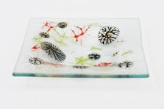 Vintage Frances and MIchael Higgins Fused Glass Bowl with Hanging Man, 1950's