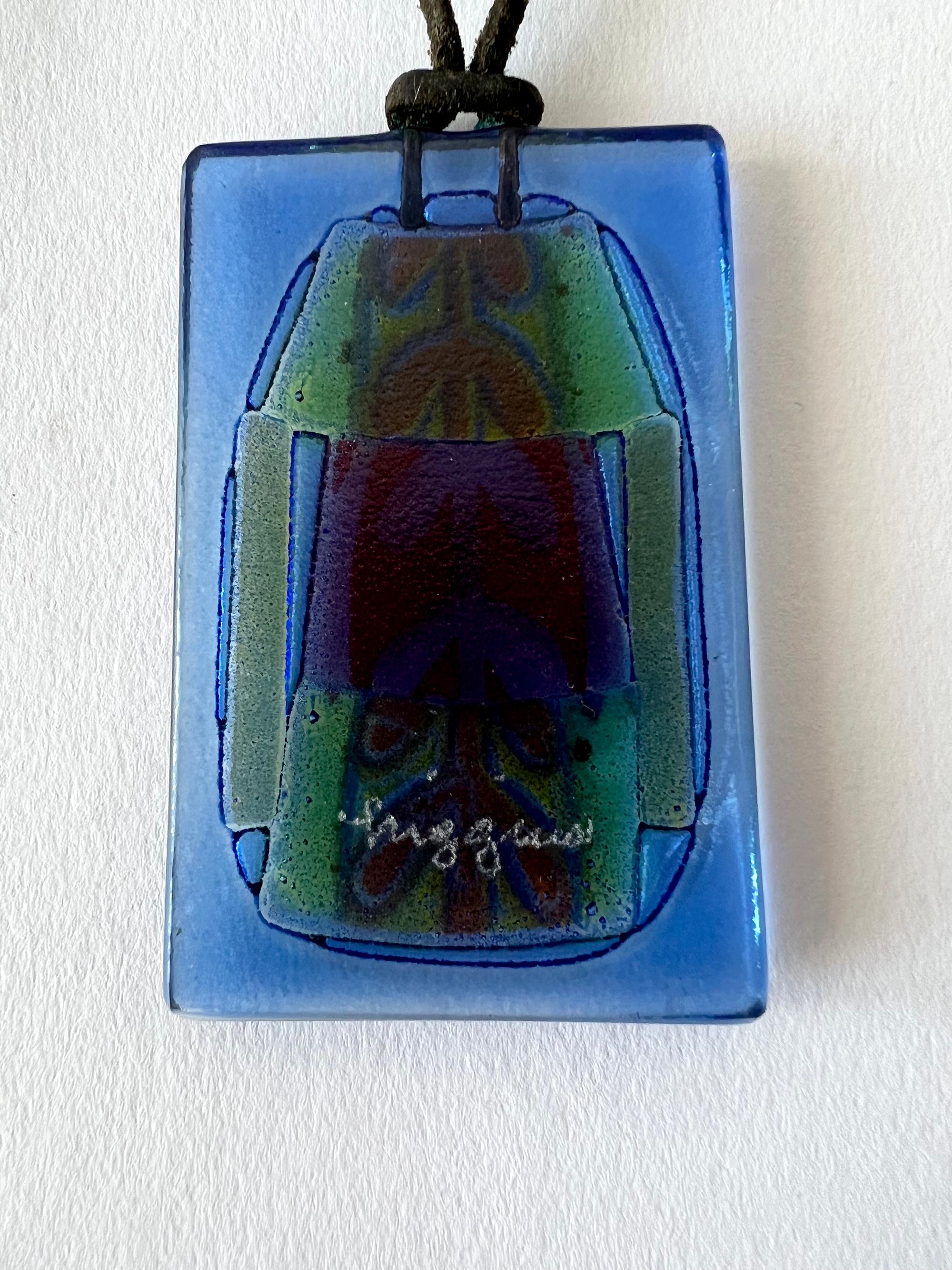 Vintage Frances and Michael Higgins American Modernist Glass Pendant Necklace In Good Condition For Sale In Palm Springs, CA