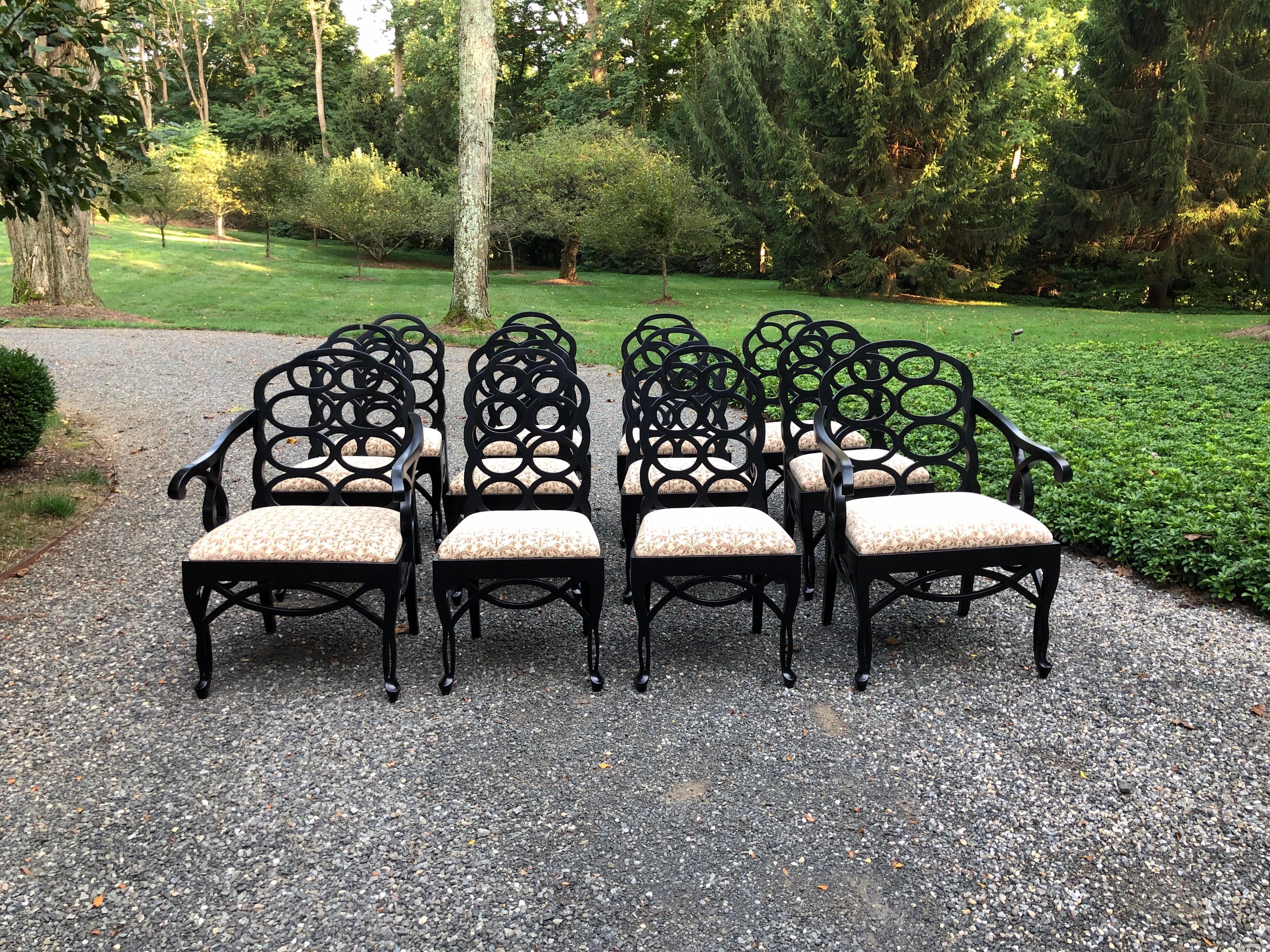 Vintage Frances Elkins Loop Black Dining Chairs, Set of 12 5