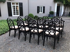 Vintage Frances Elkins Loop Black Dining Chairs, Set of 12