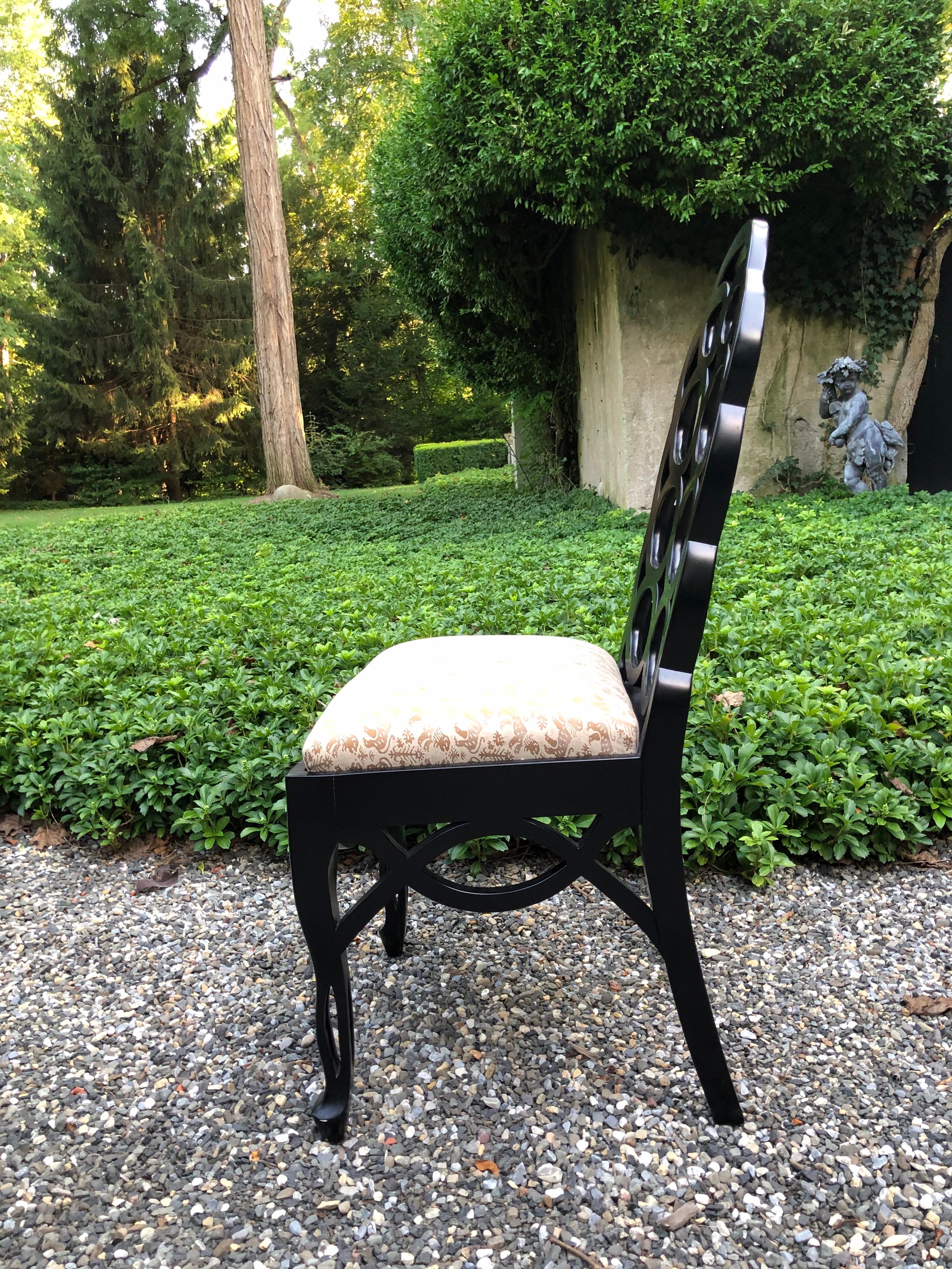 Vintage Frances Elkins Loop Black Dining Chairs, Set of 12 In Good Condition In Lambertville, NJ