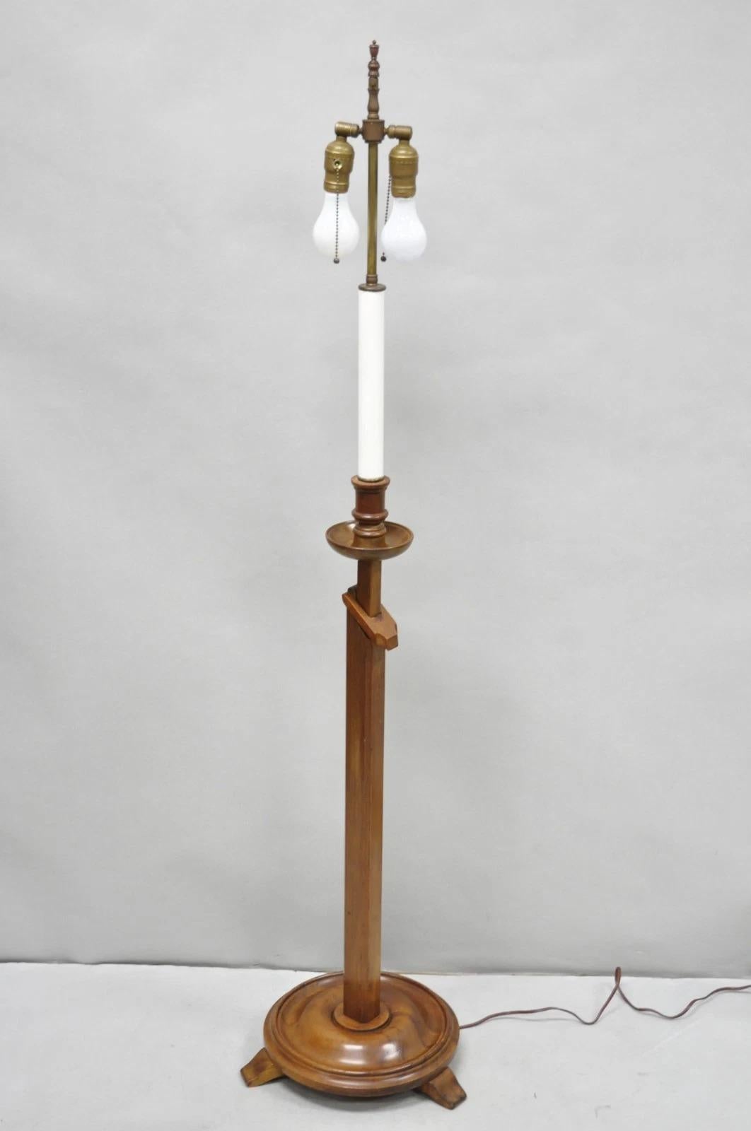 Lampada da terra a cricchetto in mogano stile Coloni Frances Elkins d'epoca in vendita 8