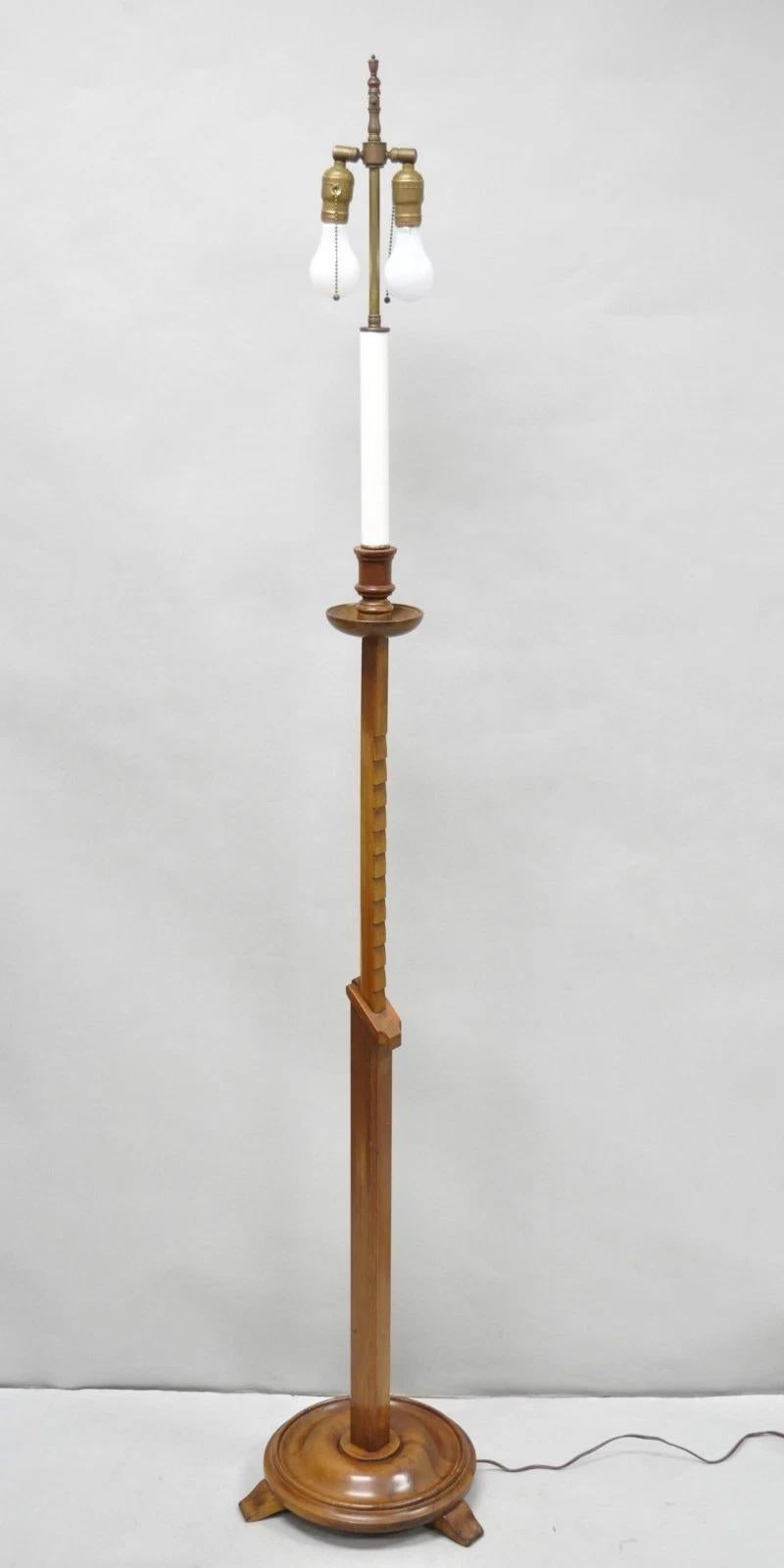 Lampada da terra a cricchetto in mogano stile Coloni Frances Elkins d'epoca in vendita 9