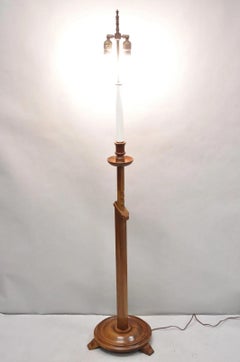 Vintage Frances Elkins Style Colonial Mahogany Ratchet Candlestick Floor Lamp