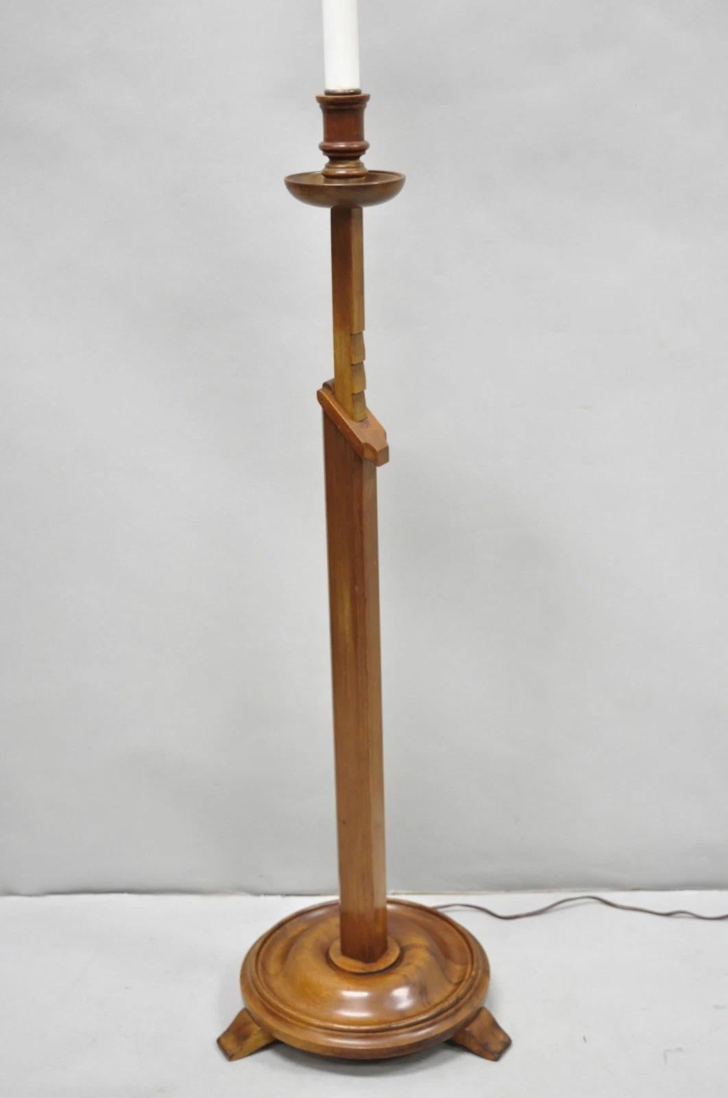 Altro Lampada da terra a cricchetto in mogano stile Coloni Frances Elkins d'epoca in vendita