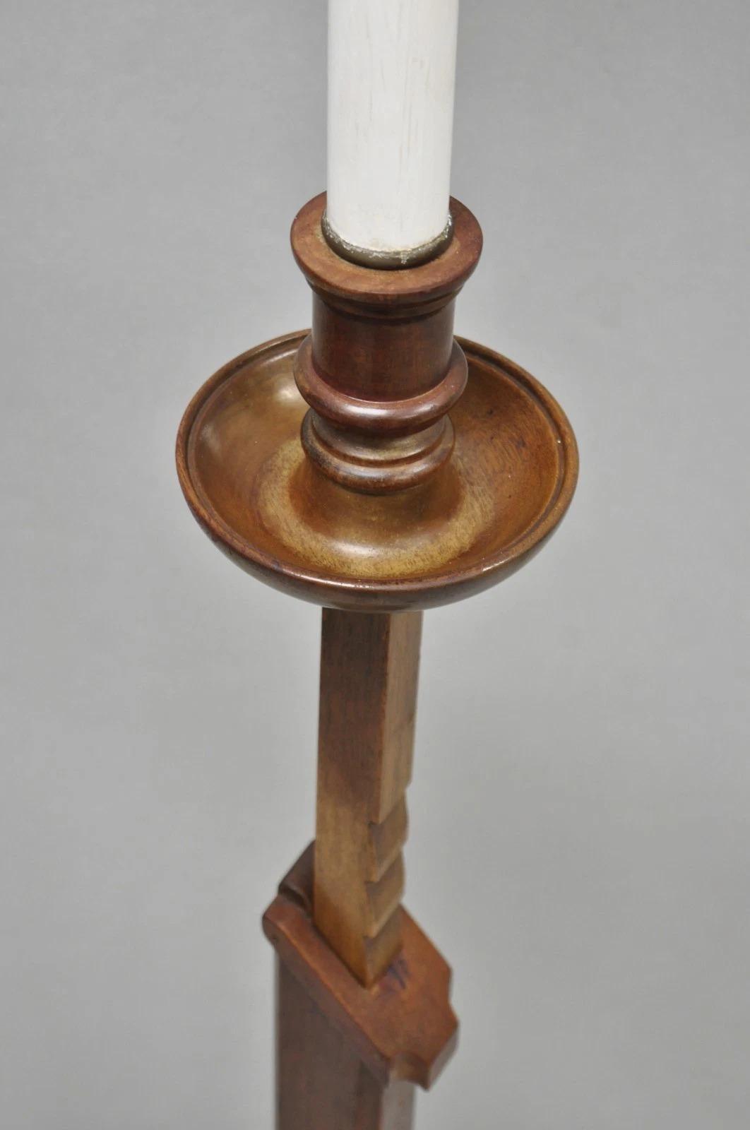 Lampada da terra a cricchetto in mogano stile Coloni Frances Elkins d'epoca in vendita 2