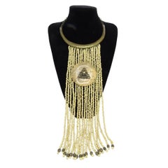 Vintage Frances Necklace Beige and bronze stone with antique bronze Cesarée