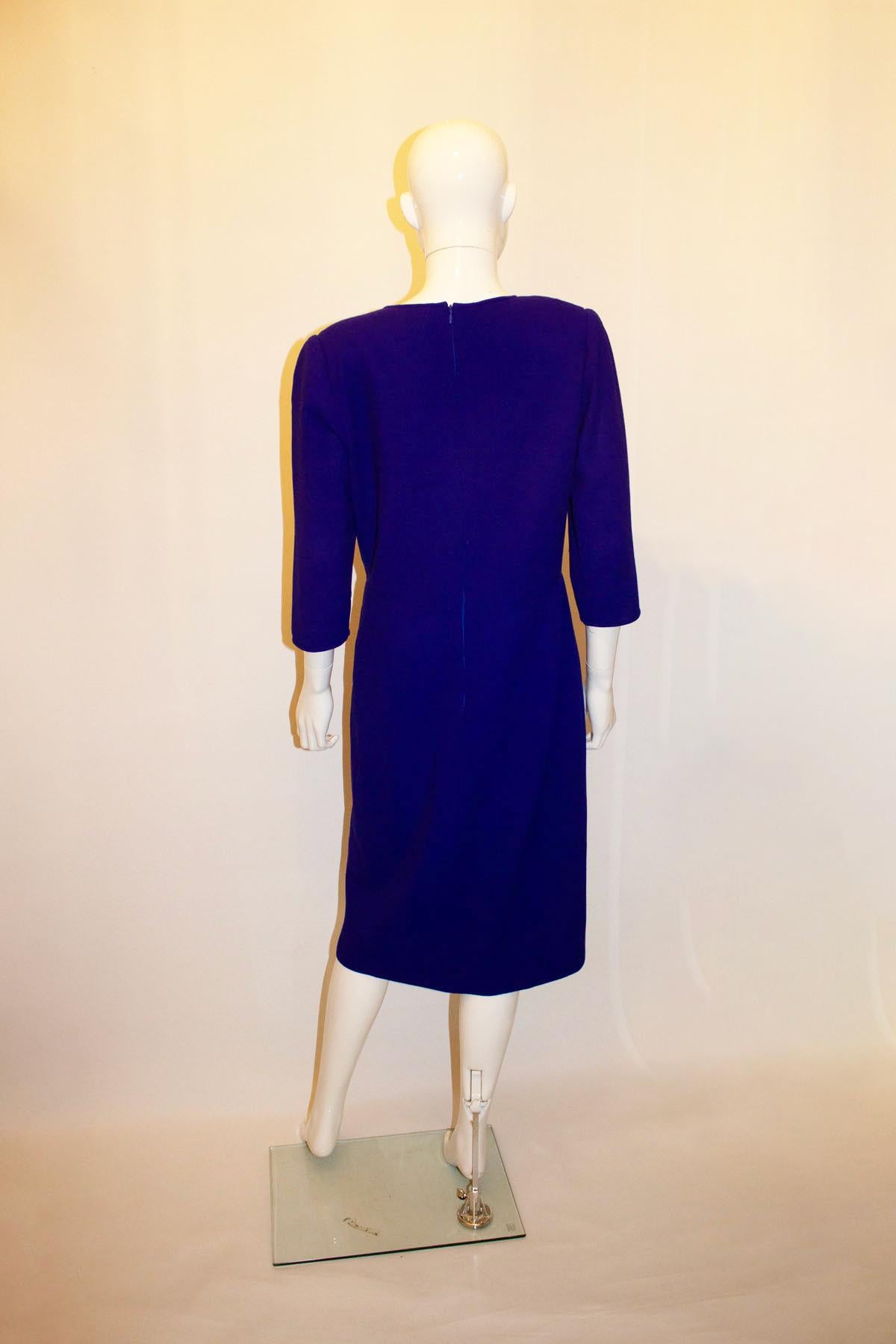 Vintage Frances Retry Roma Purple Crepe Dress In Good Condition For Sale In London, GB