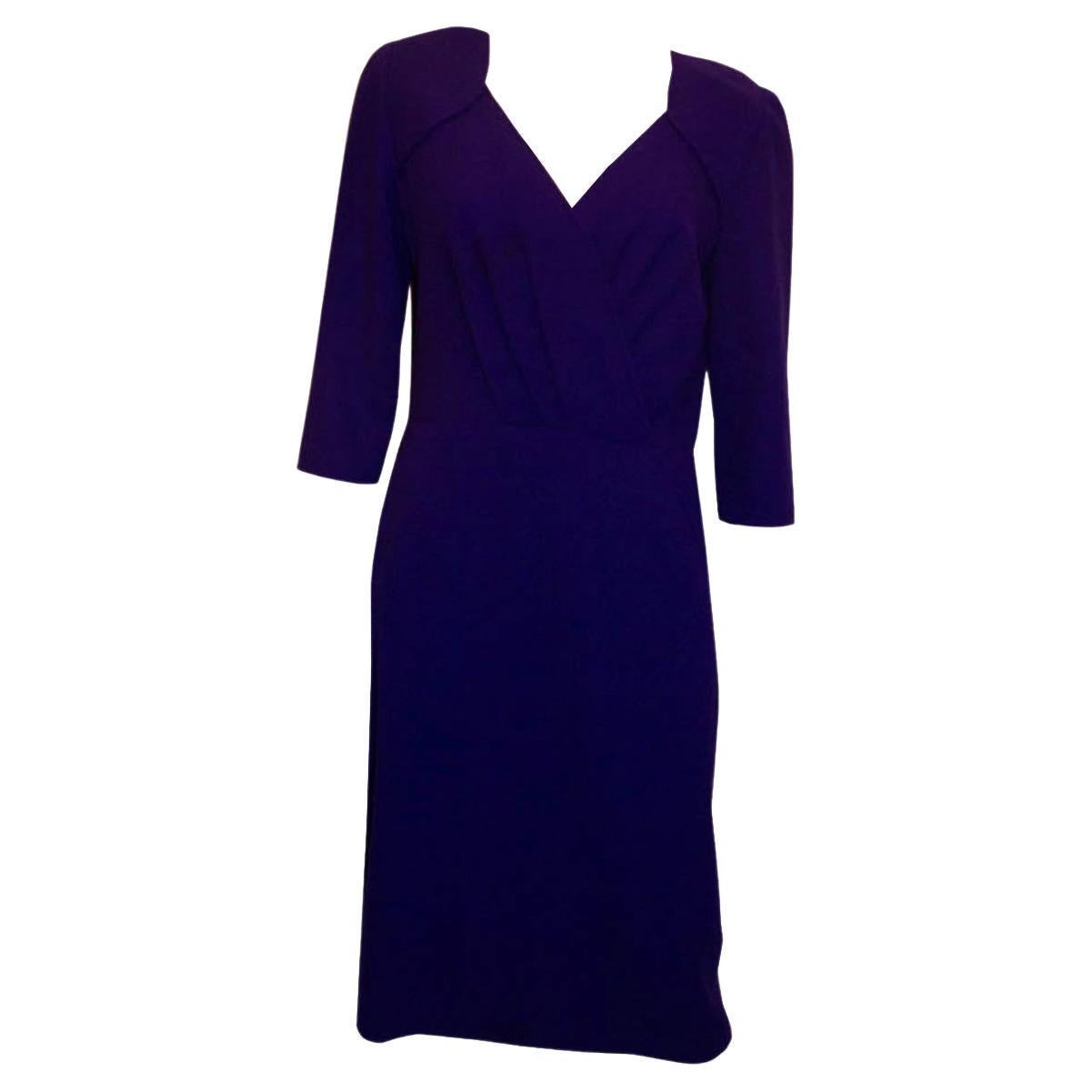 Vintage Frances Retry Roma Purple Crepe Dress For Sale
