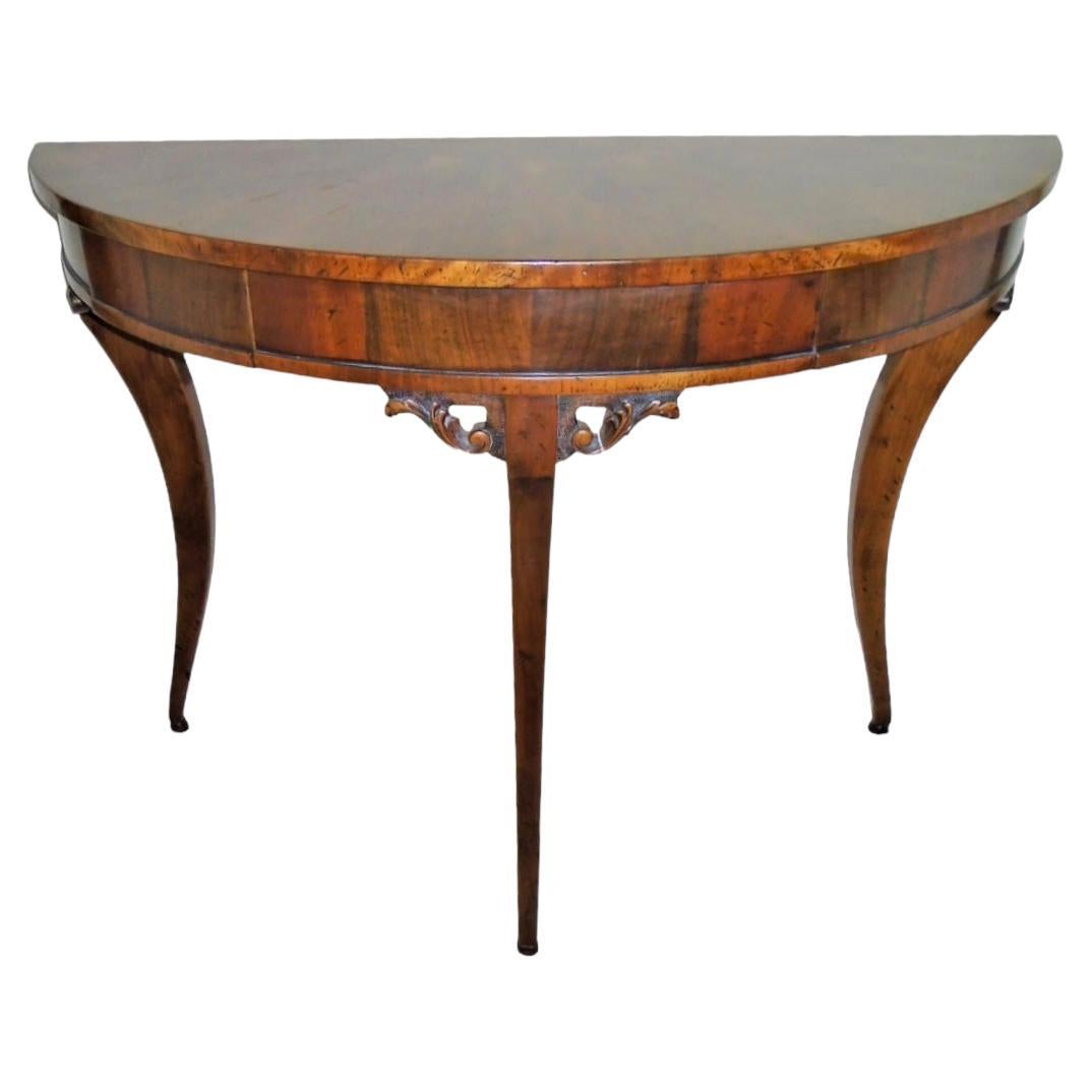 Vintage Francesca Molon Inlaid Demi-lune Table For Sale