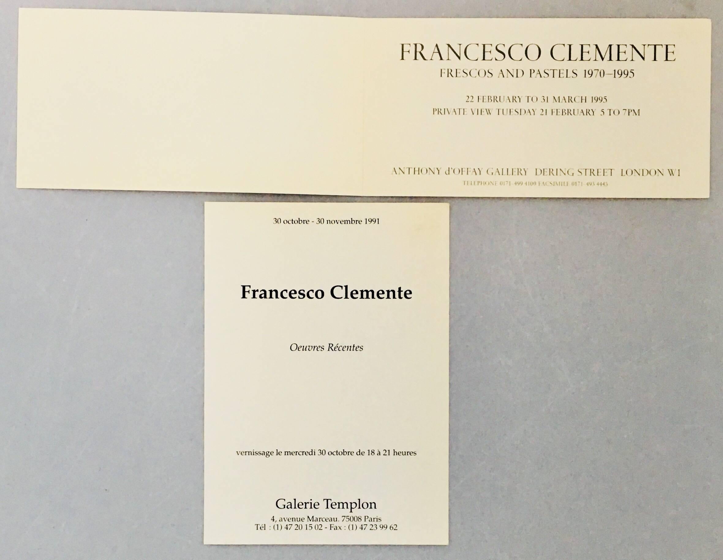Vintage Francesco Clemente Gallery Announcements, Early 1990s In Excellent Condition In Brooklyn, NY