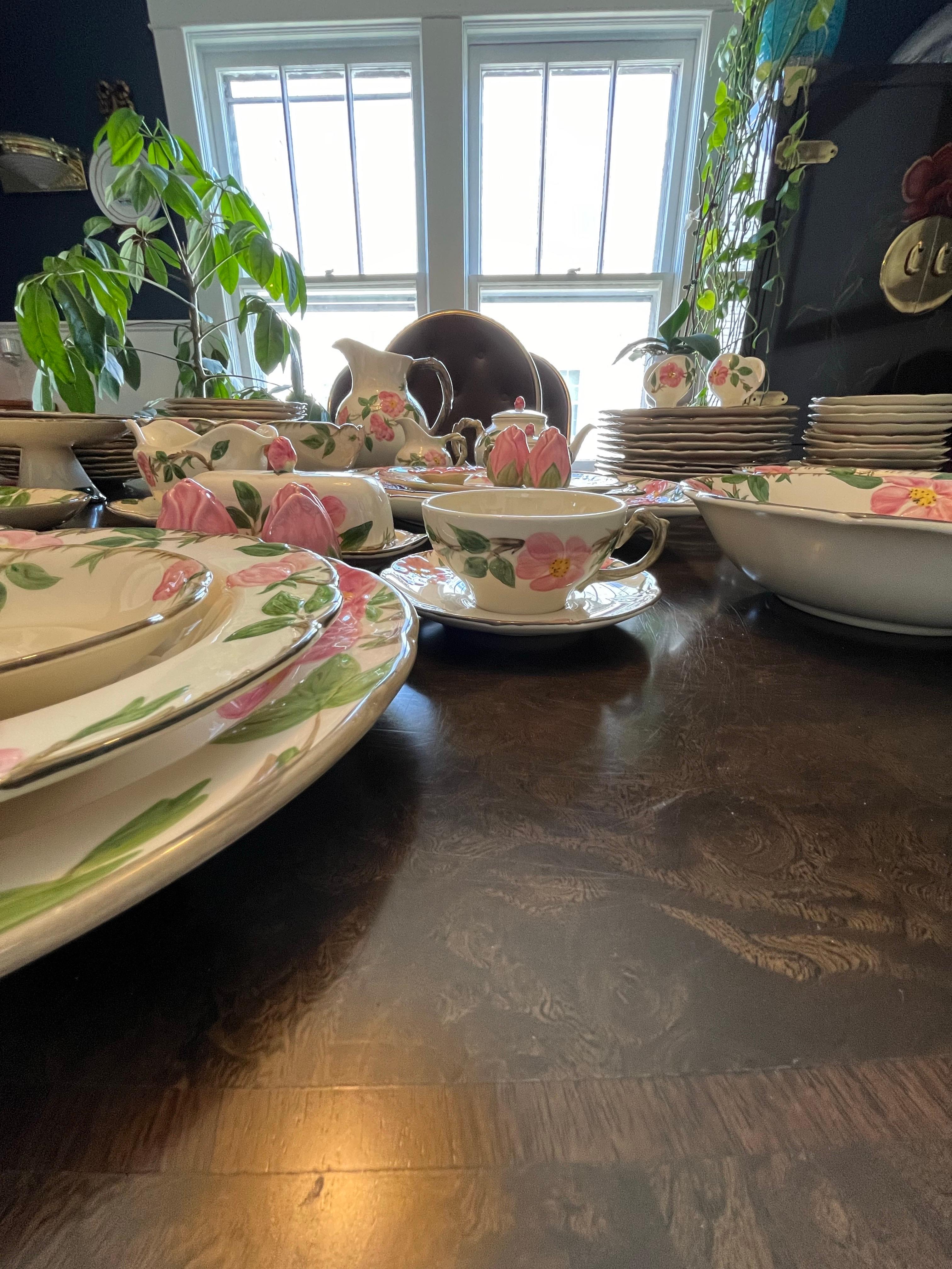 Ceramic Vintage Franciscan Desert Rose China 108 Pieces For Sale