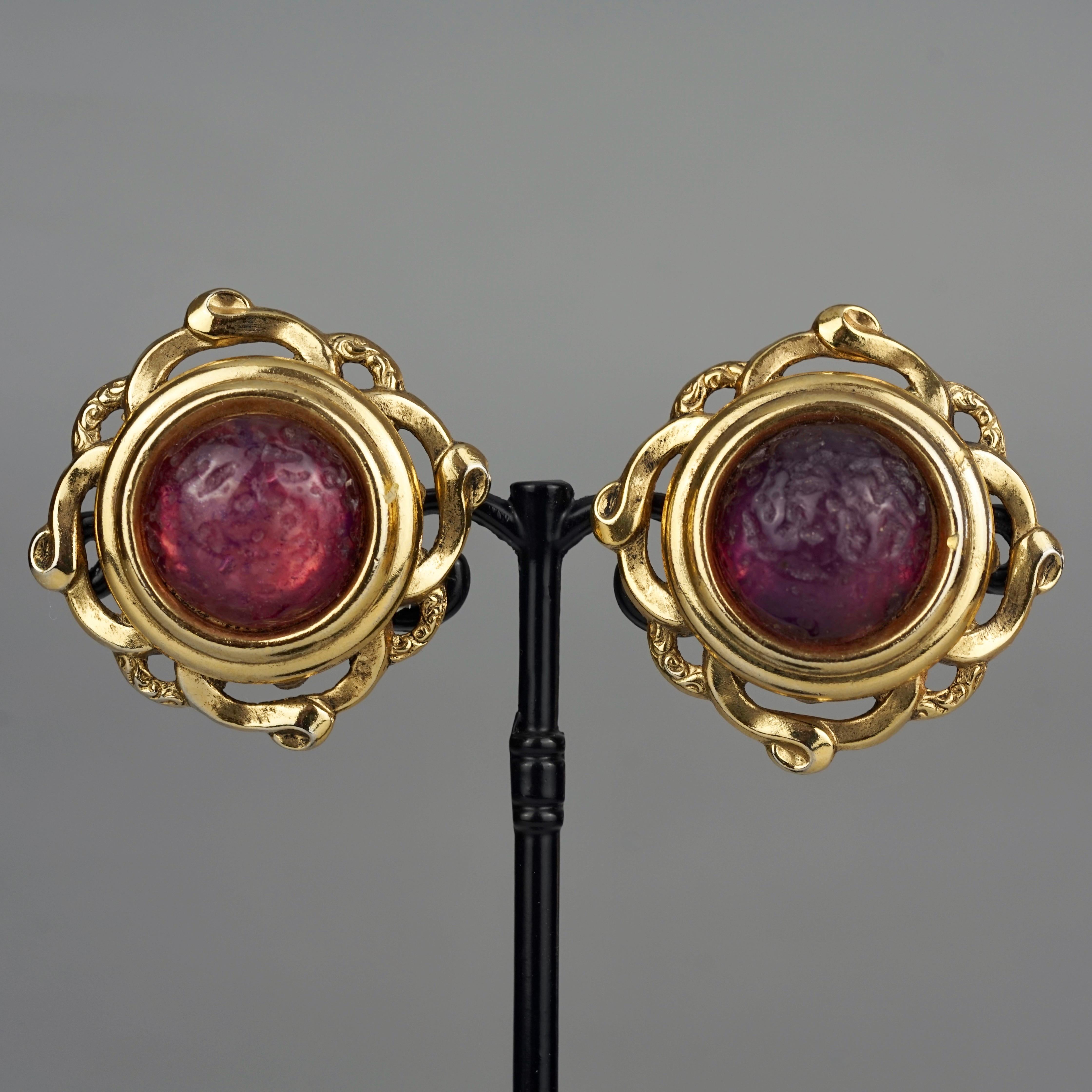 Vintage Franck Herval Red Cabochon Earrings 1