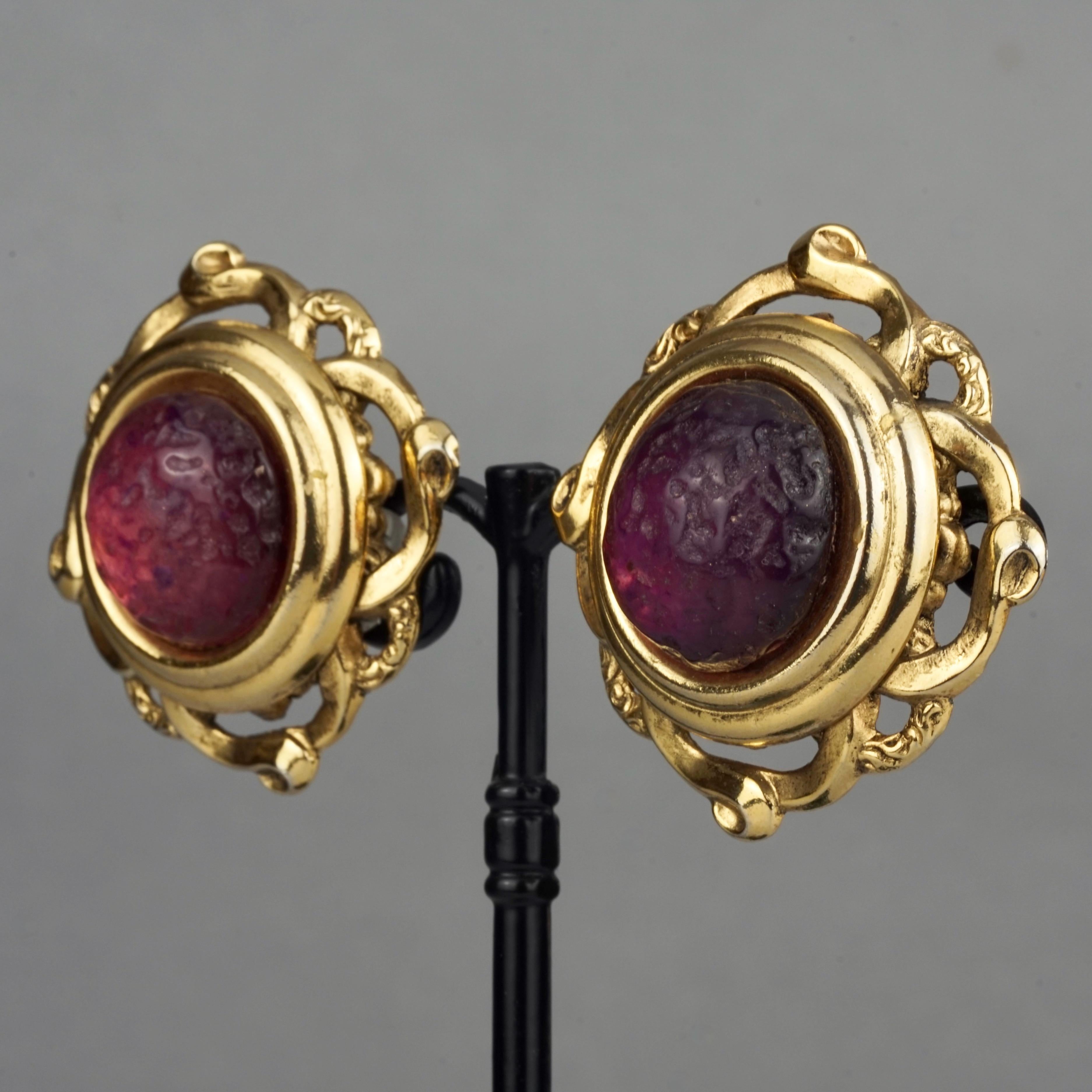 Vintage Franck Herval Red Cabochon Earrings 1