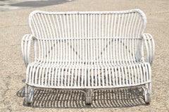 Vintage Franco Albini Italian Modern Rattan Bench Small Loveseat Settee Sofa