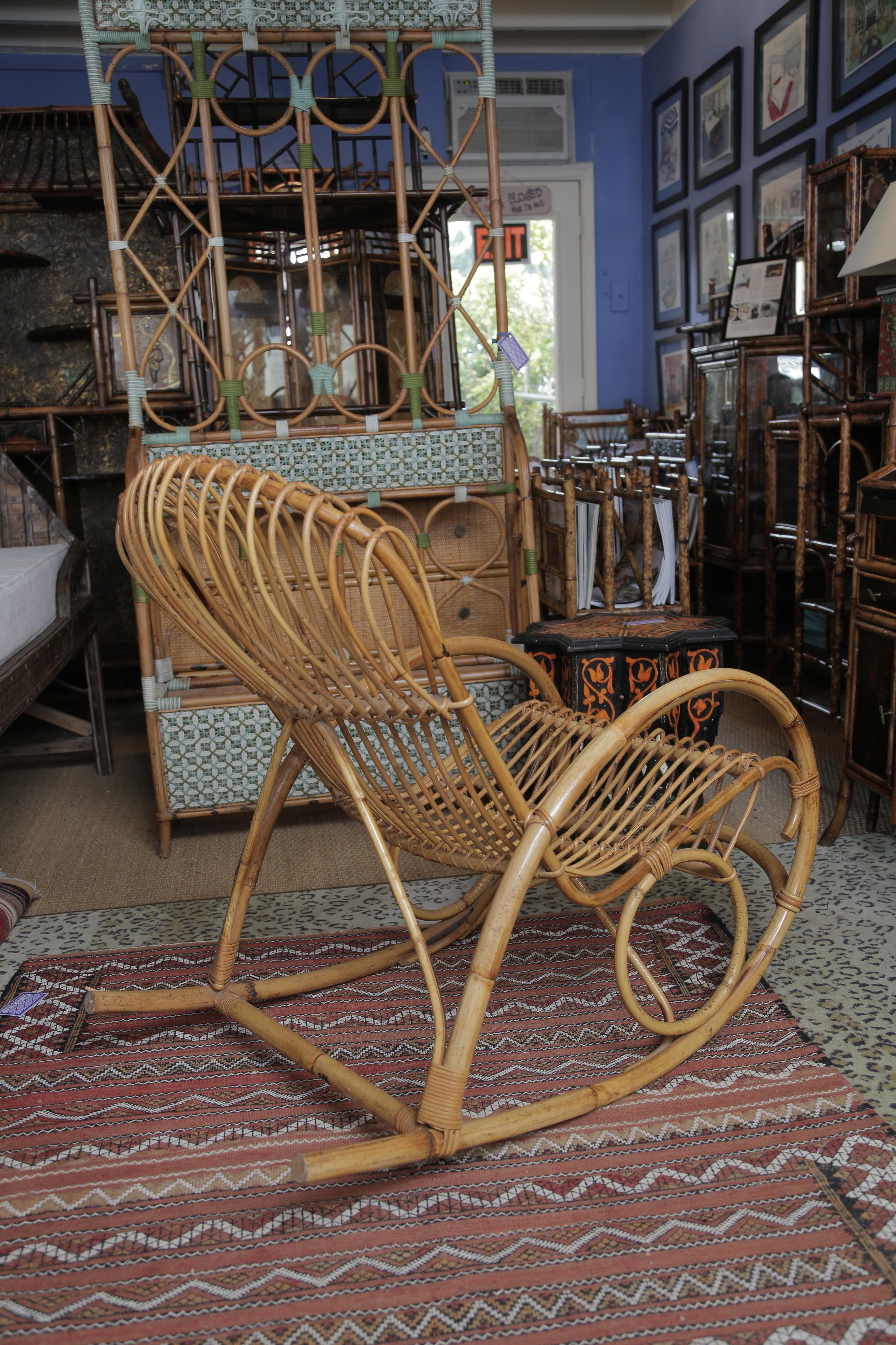 vintage bamboo rocking chair