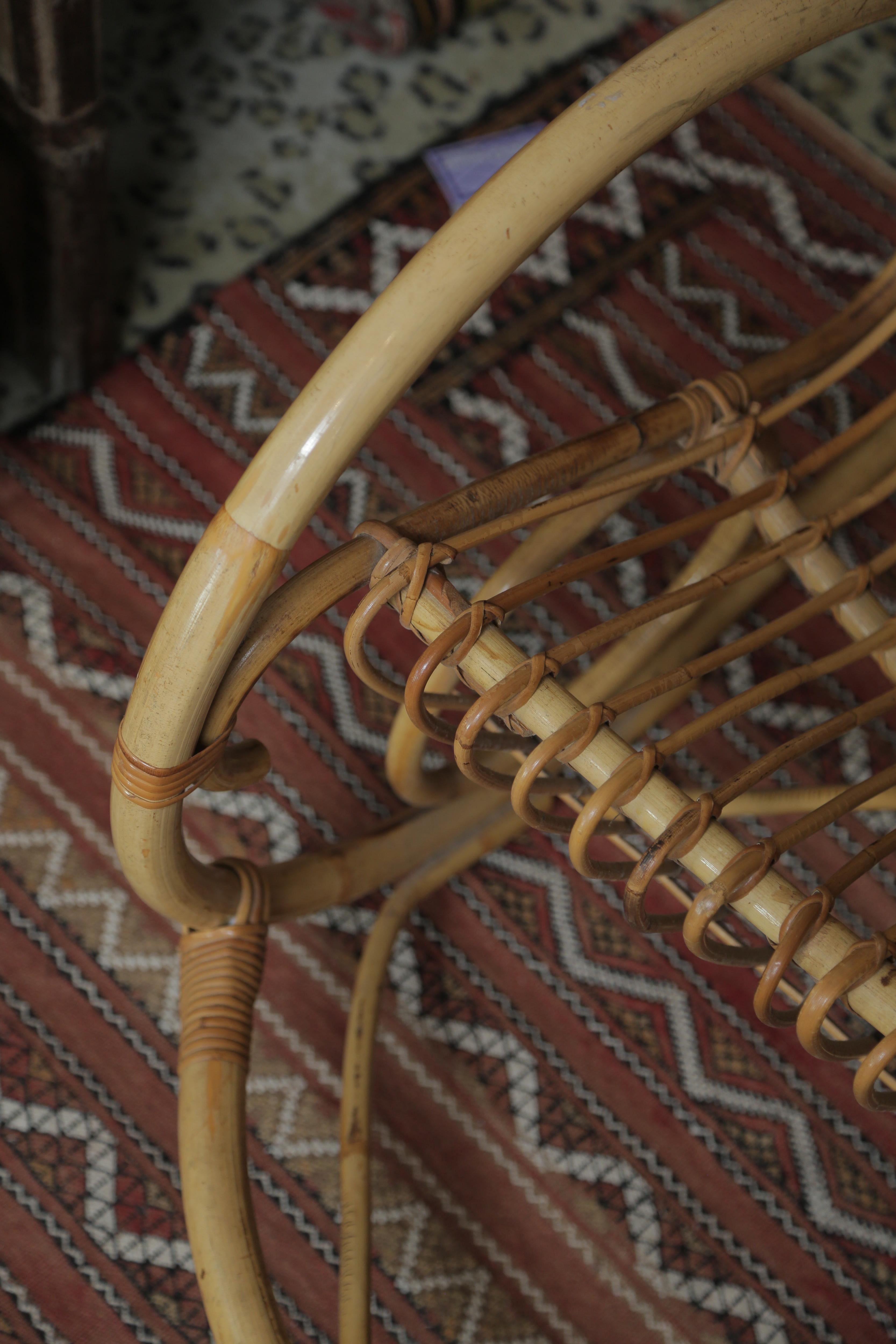 Italian Superb Vintage Franco Albini Style Bentwood Bamboo Rocking Chair