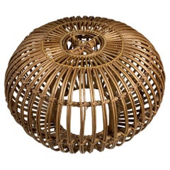 Vintage Franco Albini Style Woven Rattan Ottoman Pouf