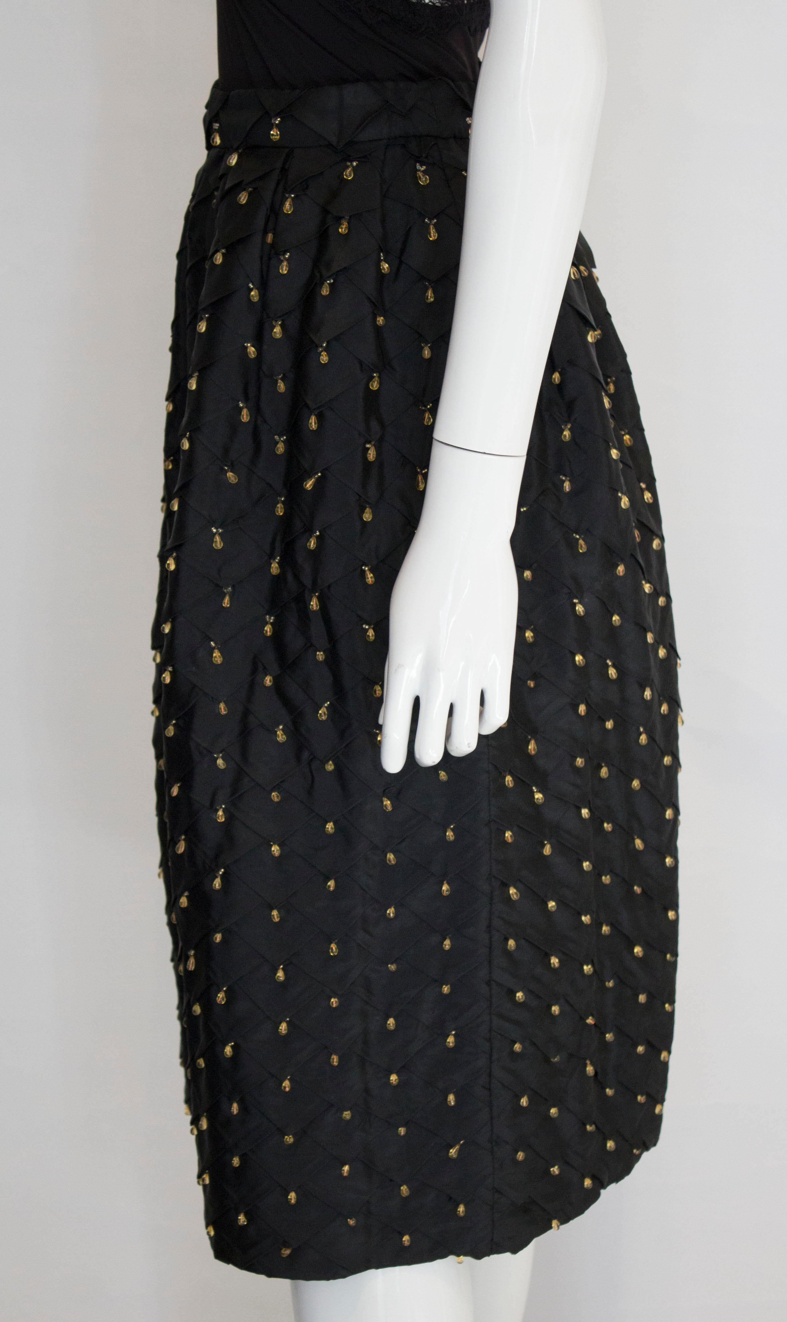 Women's Vintage Franco Bertoli Silk Skirt with Decoration For Sale