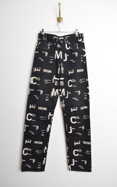 Vintage Franco Moschino 2000s Black off key print Spell out denim Jeans