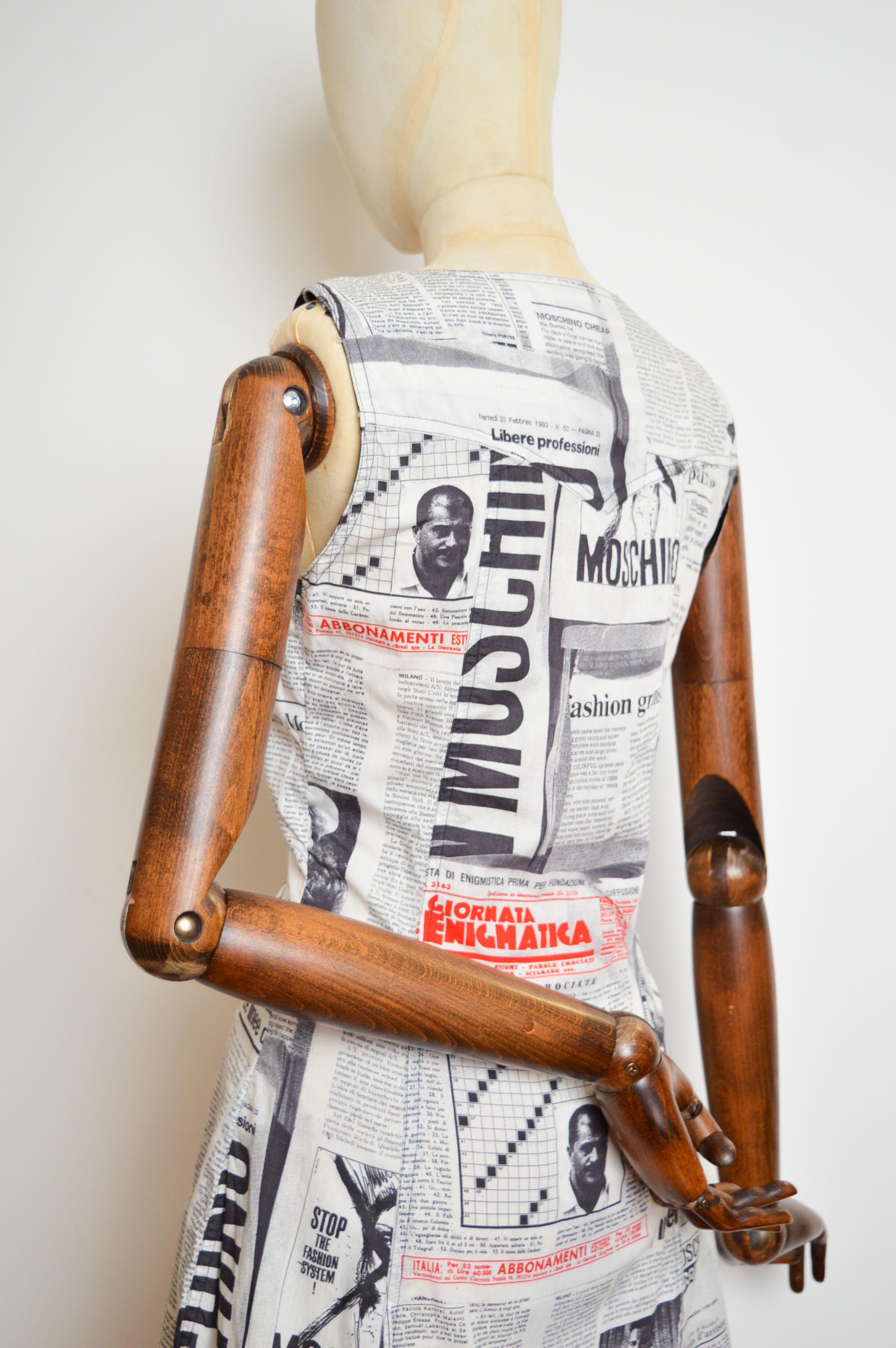Vintage Franco Moschino 90's Vintage Newspaper print Button down Mini Dress 6