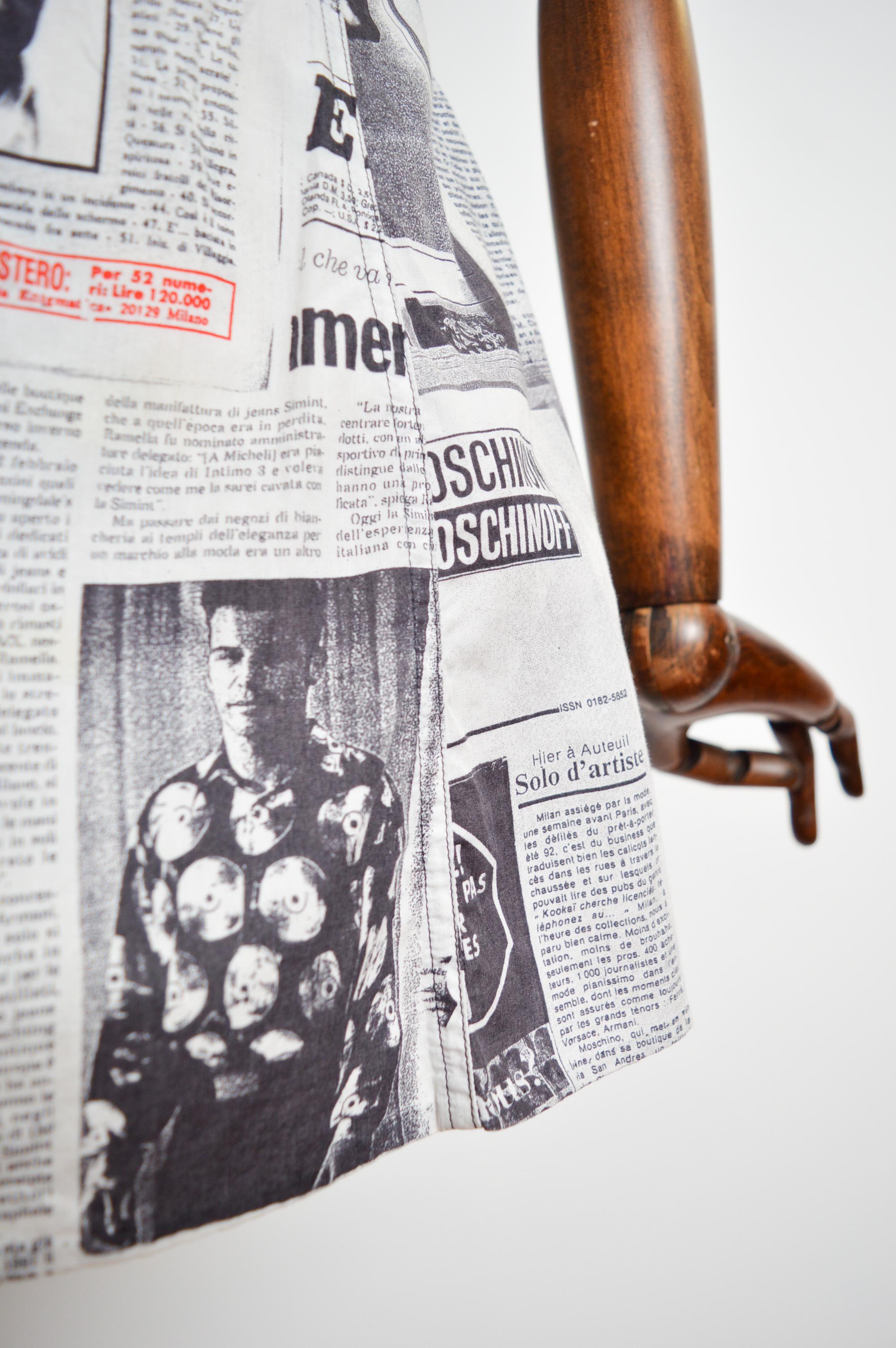 Vintage Franco Moschino 90's Vintage Newspaper print Button down Mini Dress 8
