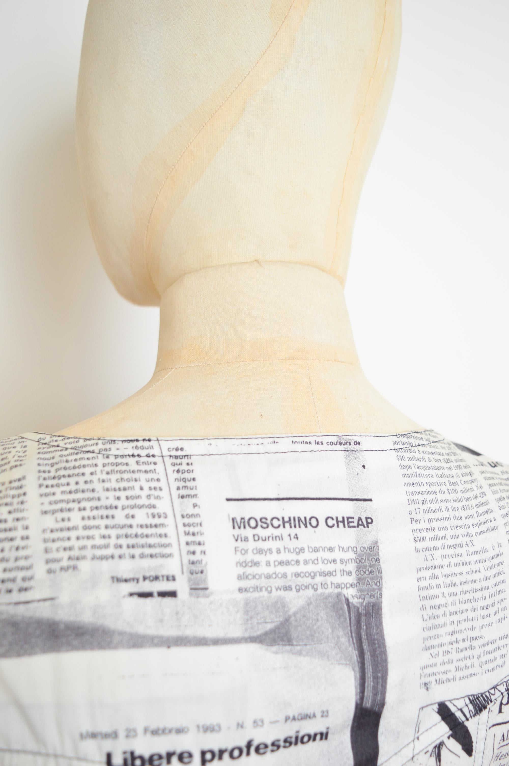 Vintage Franco Moschino 90's Vintage Newspaper print Button down Mini Dress 10