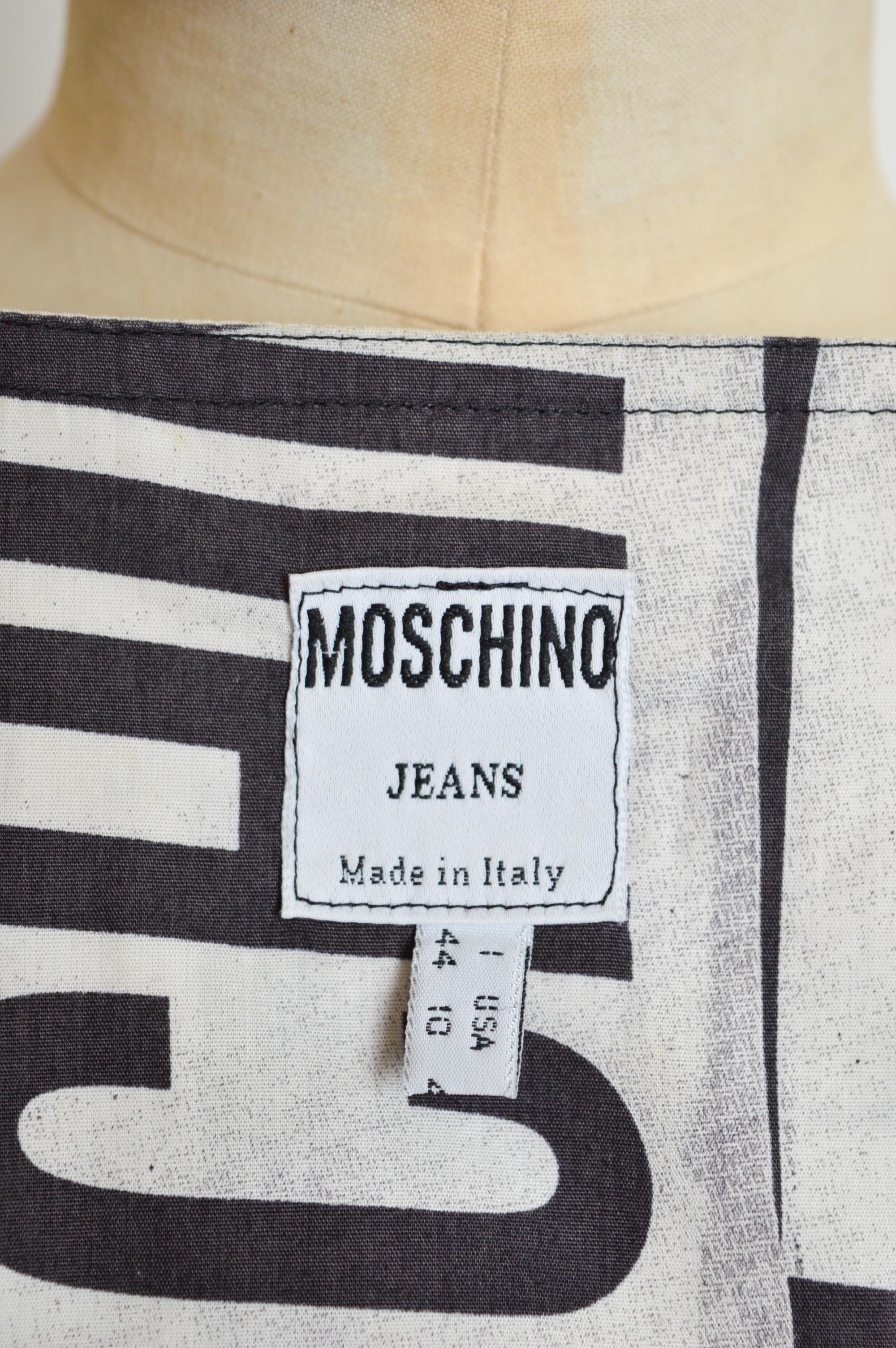 Vintage Franco Moschino 90's Vintage Newspaper print Button down Mini Dress In Fair Condition In Sheffield, GB