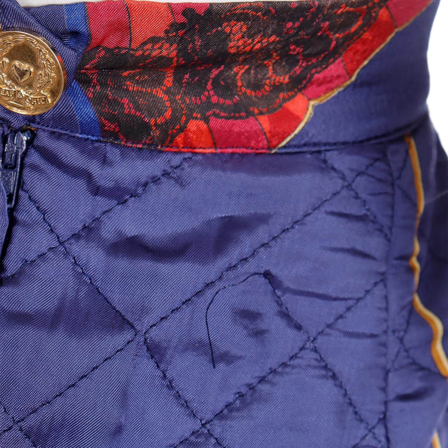 Vintage Franco Moschino Peace Sign & Hearts Cheap and Chic Quilted Skirt For Sale 3