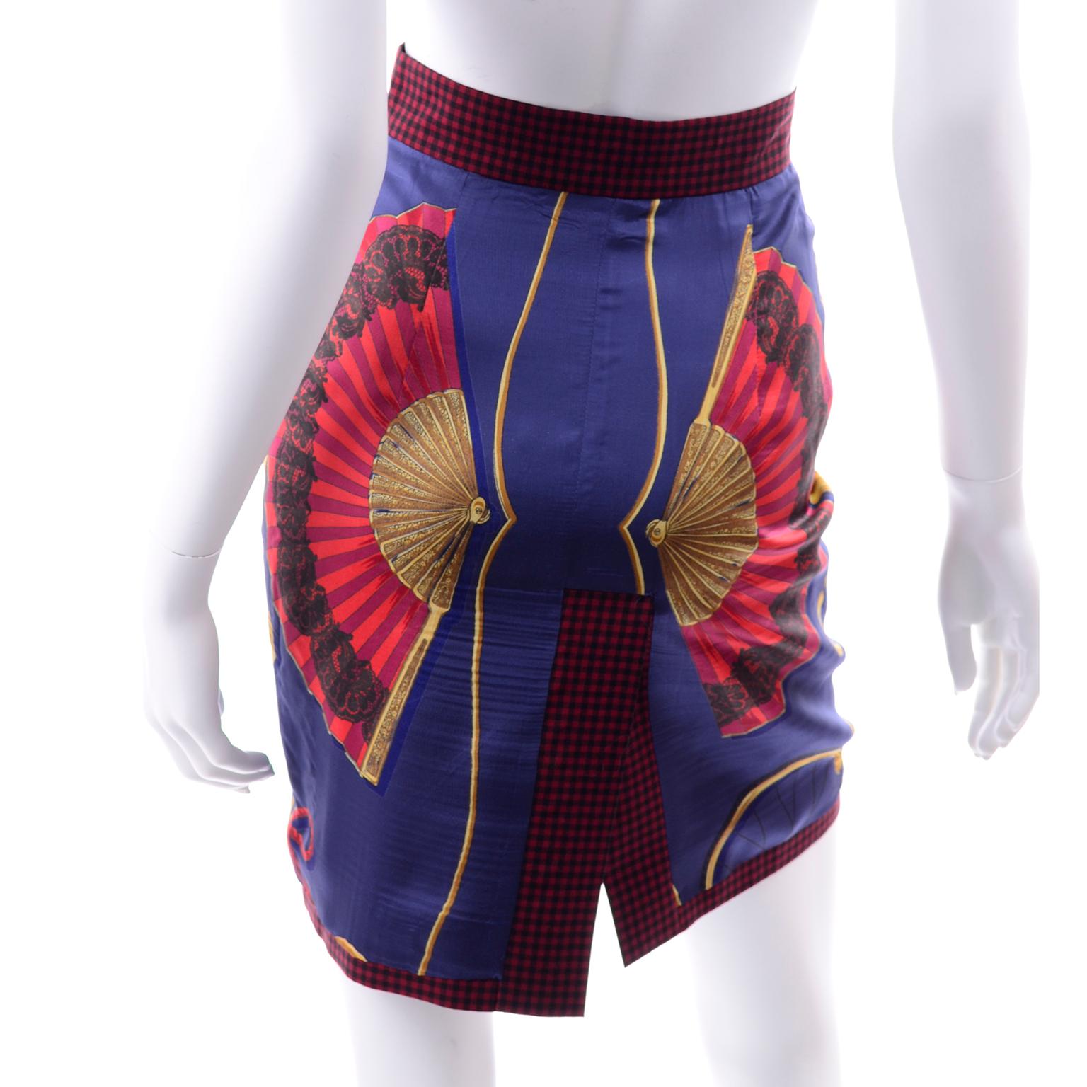Vintage Franco Moschino Pret a Porter Nautical Print Skirt w/ Fans & Vines 2