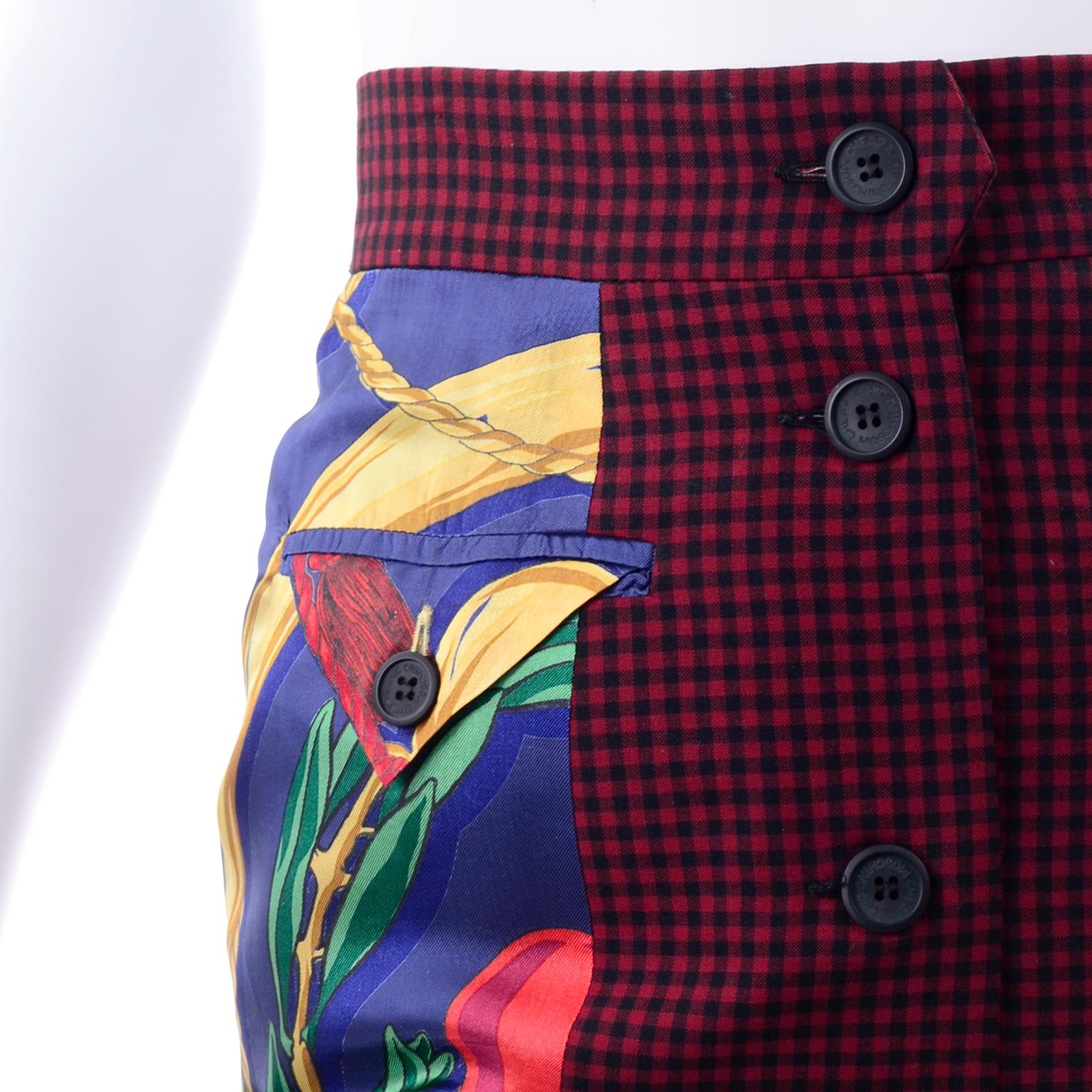 Vintage Franco Moschino Pret a Porter Nautical Print Skirt w/ Fans & Vines 3