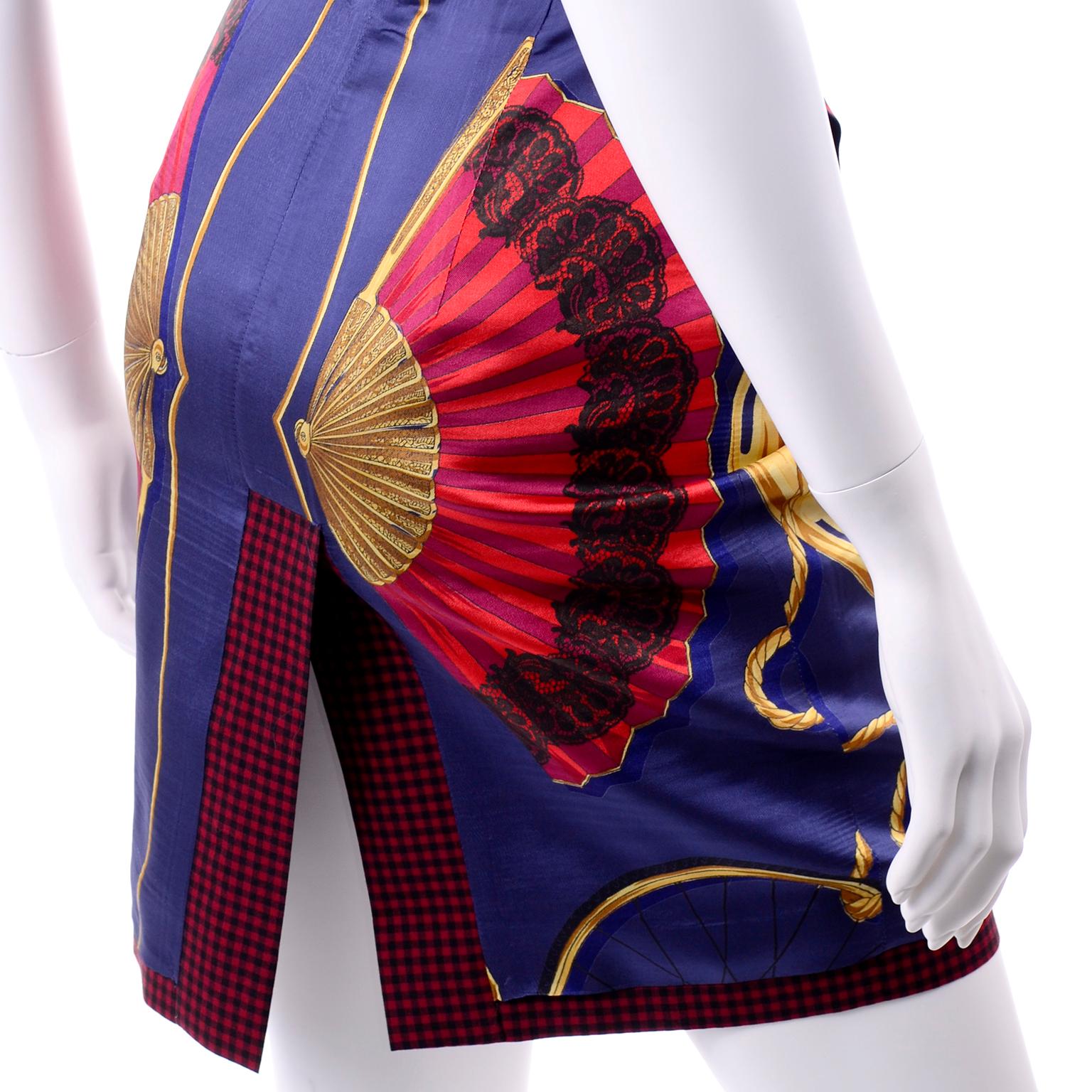 Vintage Franco Moschino Pret a Porter Nautical Print Skirt w/ Fans & Vines 4