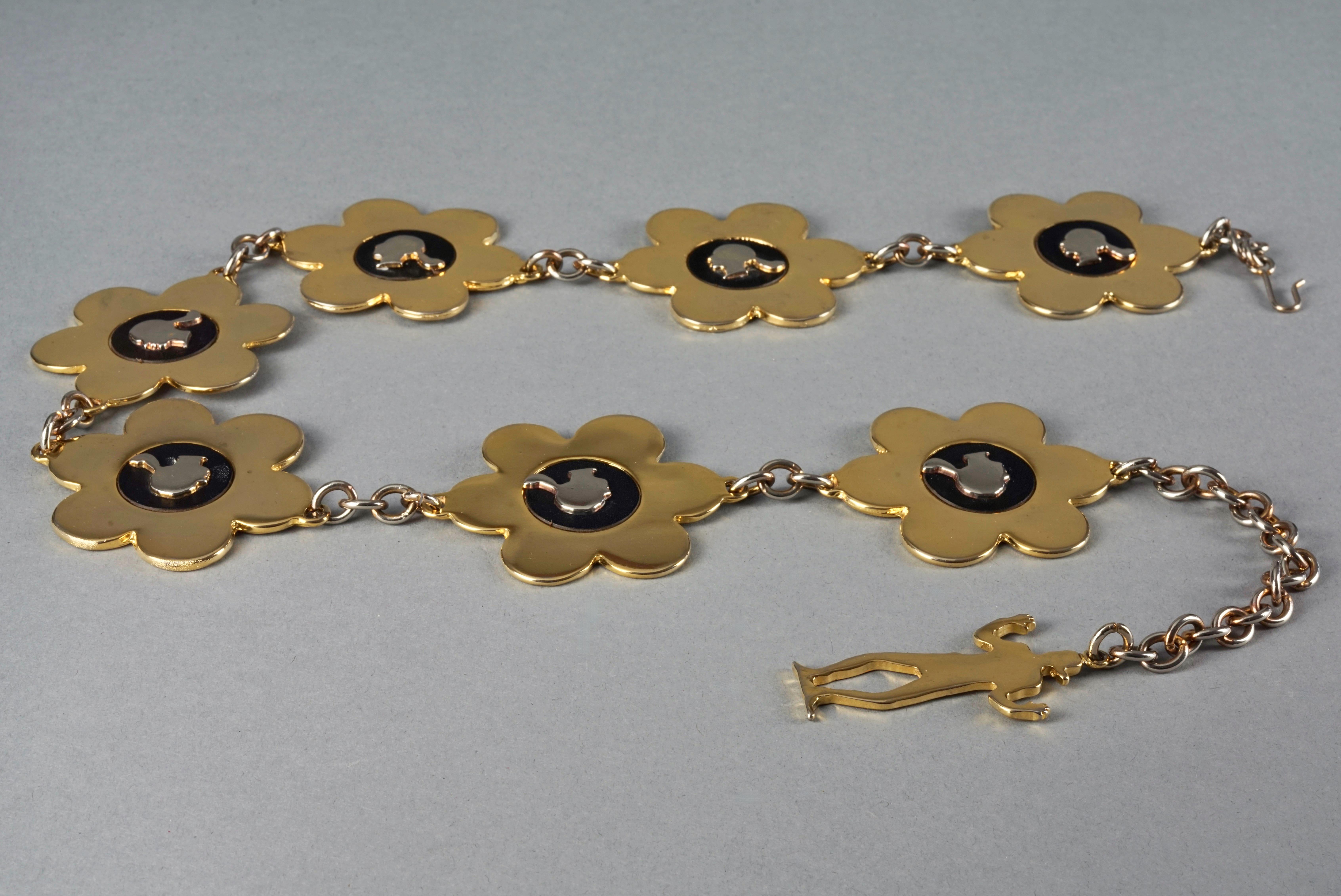 Beige Vintage FRANCO MOSCHINO Profile Flower Novelty Belt For Sale