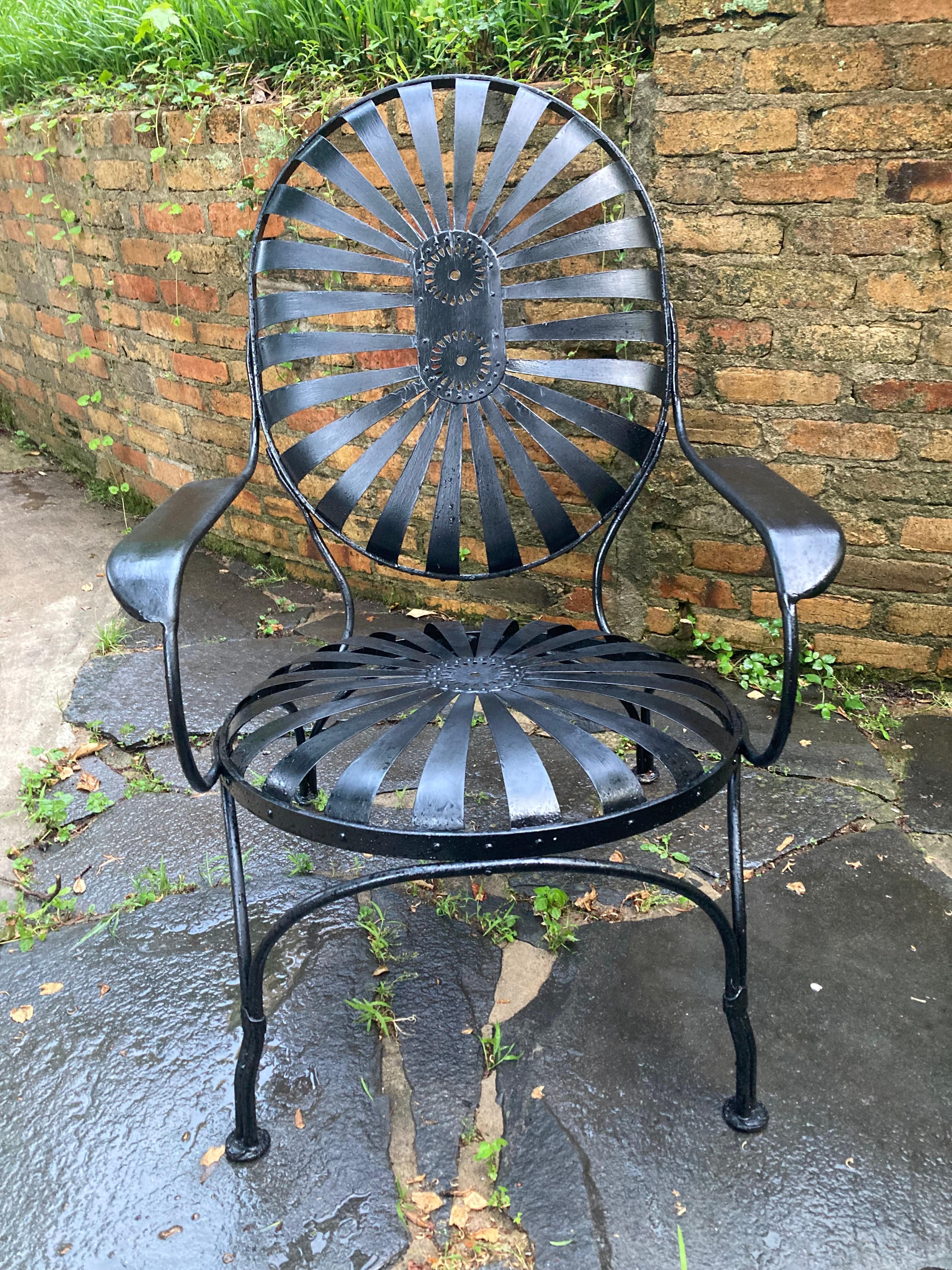Steel Vintage Francois Carre Garden Lounge Chair For Sale