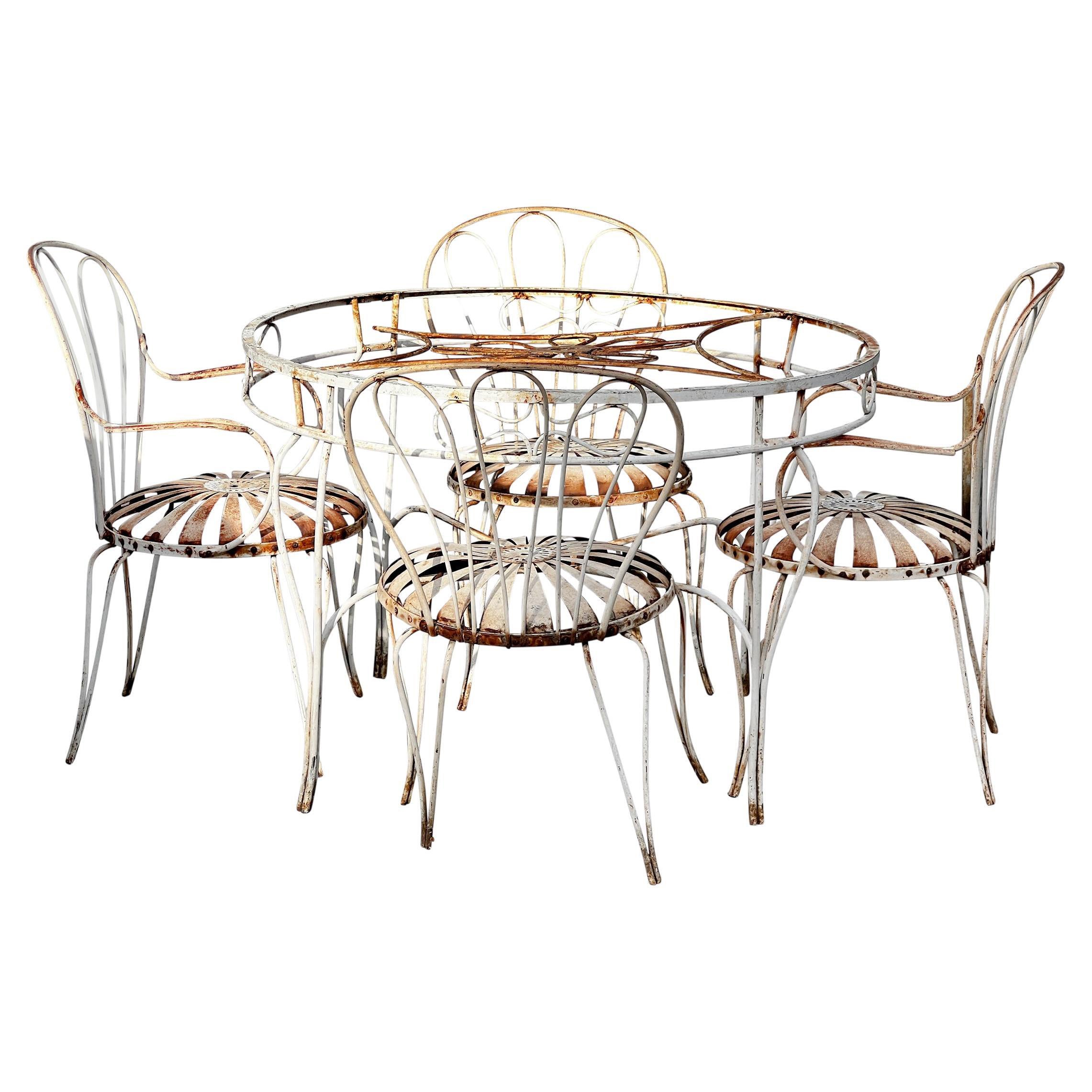 Vintage Francois Carre Garden Patio Table and Chairs Set