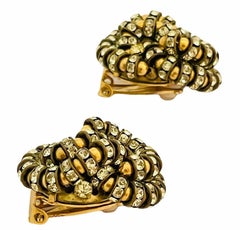 Orecchini a clip in cristallo d'oro vintage di Francoise Montague