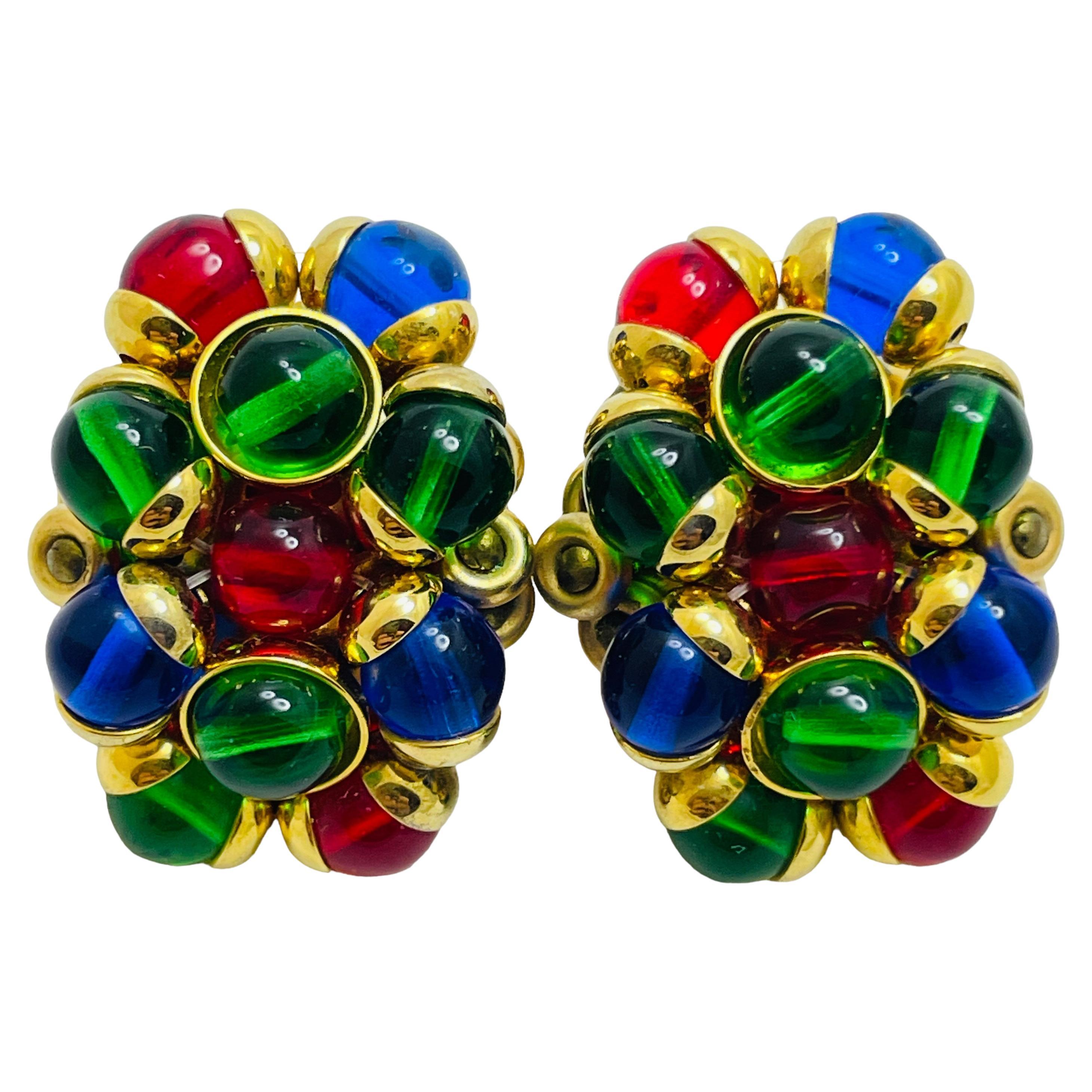 Vintage By Design Jewelers Montague, orecchini a clip in oro e vetro, designer della passerella
