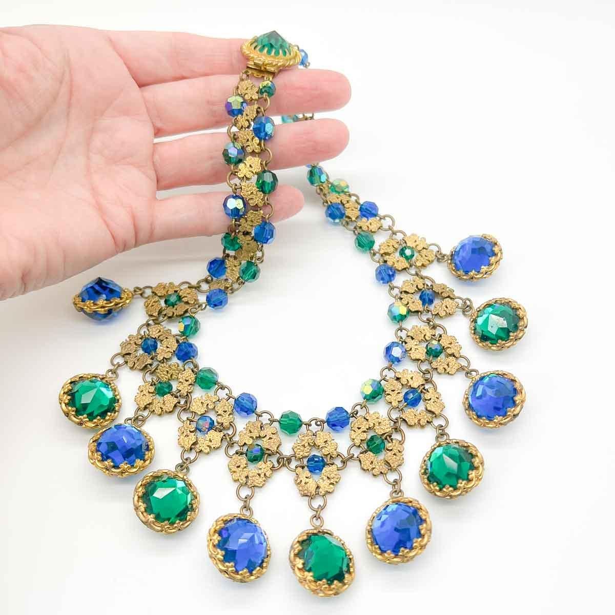 Vintage Francoise Montague Vintage Juwelen-Tropfenkragen-Kragen 1950er Jahre im Zustand „Gut“ im Angebot in Wilmslow, GB