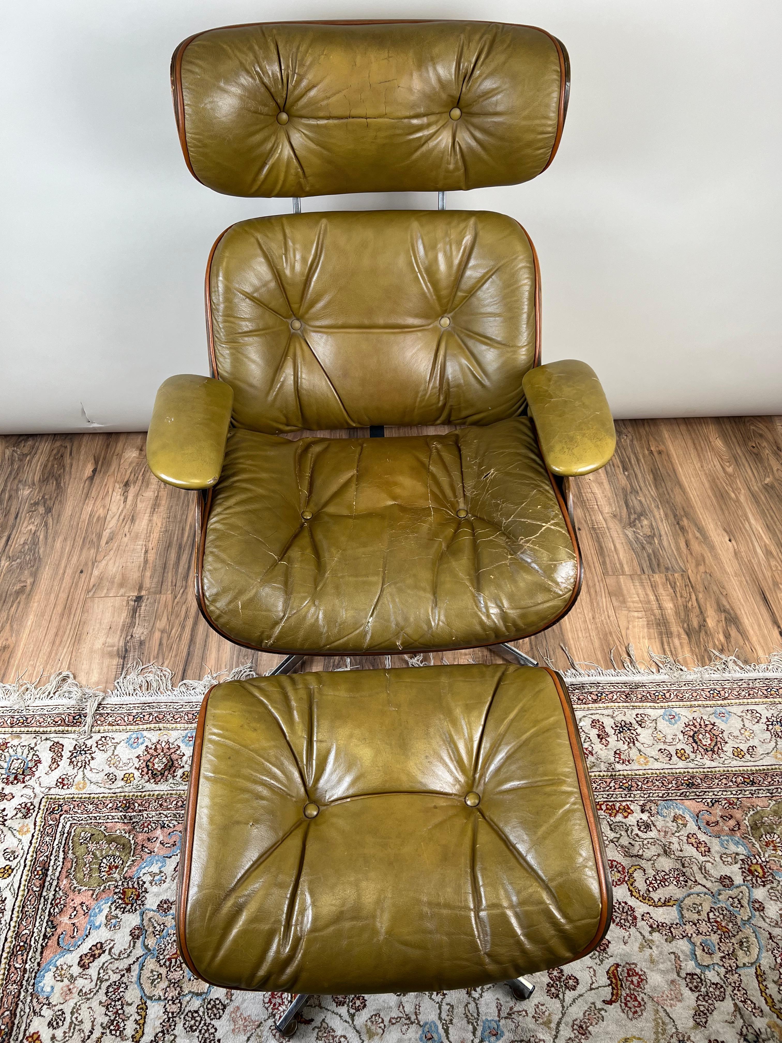 20th Century Vintage Frank Doerner for Selig Mid-Century Modern Lounge Chair and Ottoman