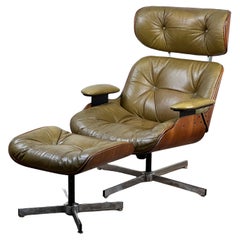 Vintage Frank Doerner for Selig Mid-Century Modern Lounge Chair and Ottoman