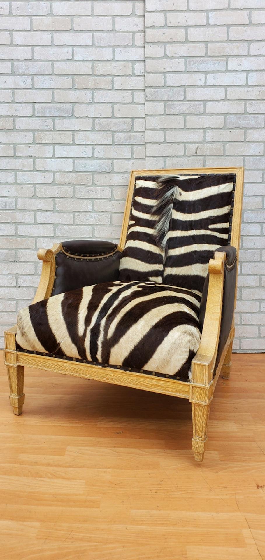Silla Vintage Frank Emilio by Mattaliano Style Lounge Chair Recién Tapizada Cuero en venta