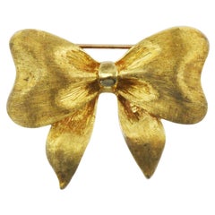 Vintage Frank J Golden 18 Karat Solid Gold Ribbon Bow Pin Brooch 'FJG'